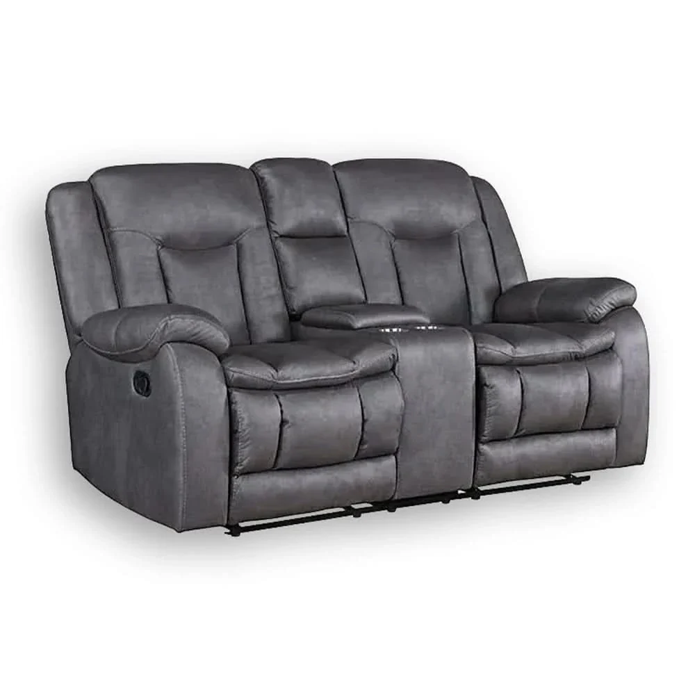 Morello Gray Reclining Console Loveseat with Cupholders and Storage - Image 2