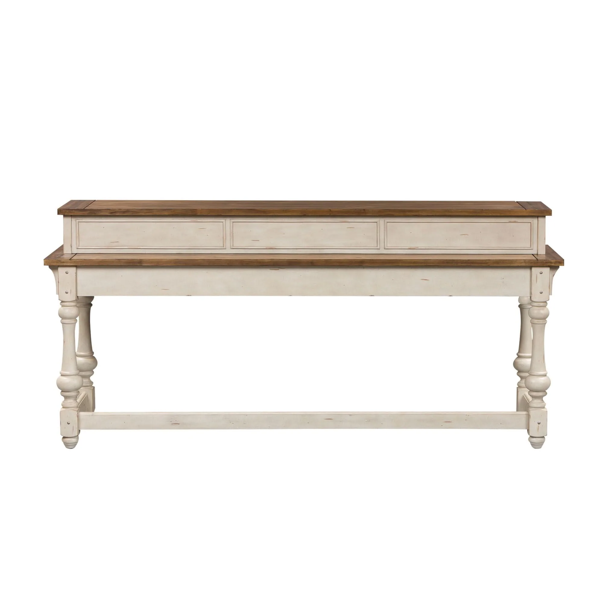 Morgan Creek - 4 Piece Console Set (1 Console 3 Stools) - Antique White / Wirebrushed Tobacco Accents - Image 3