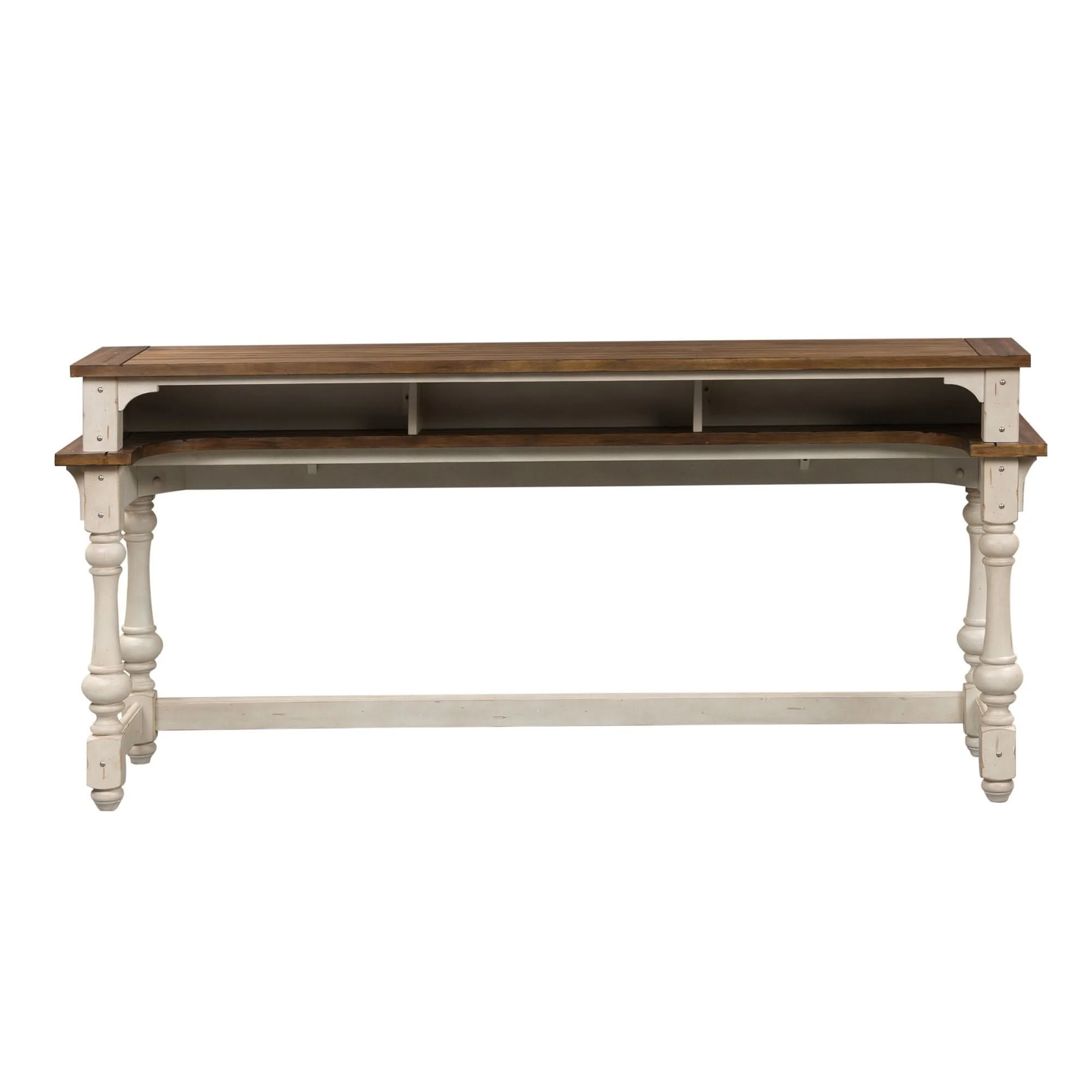 Morgan Creek - 4 Piece Console Set (1 Console 3 Stools) - Antique White / Wirebrushed Tobacco Accents - Image 4