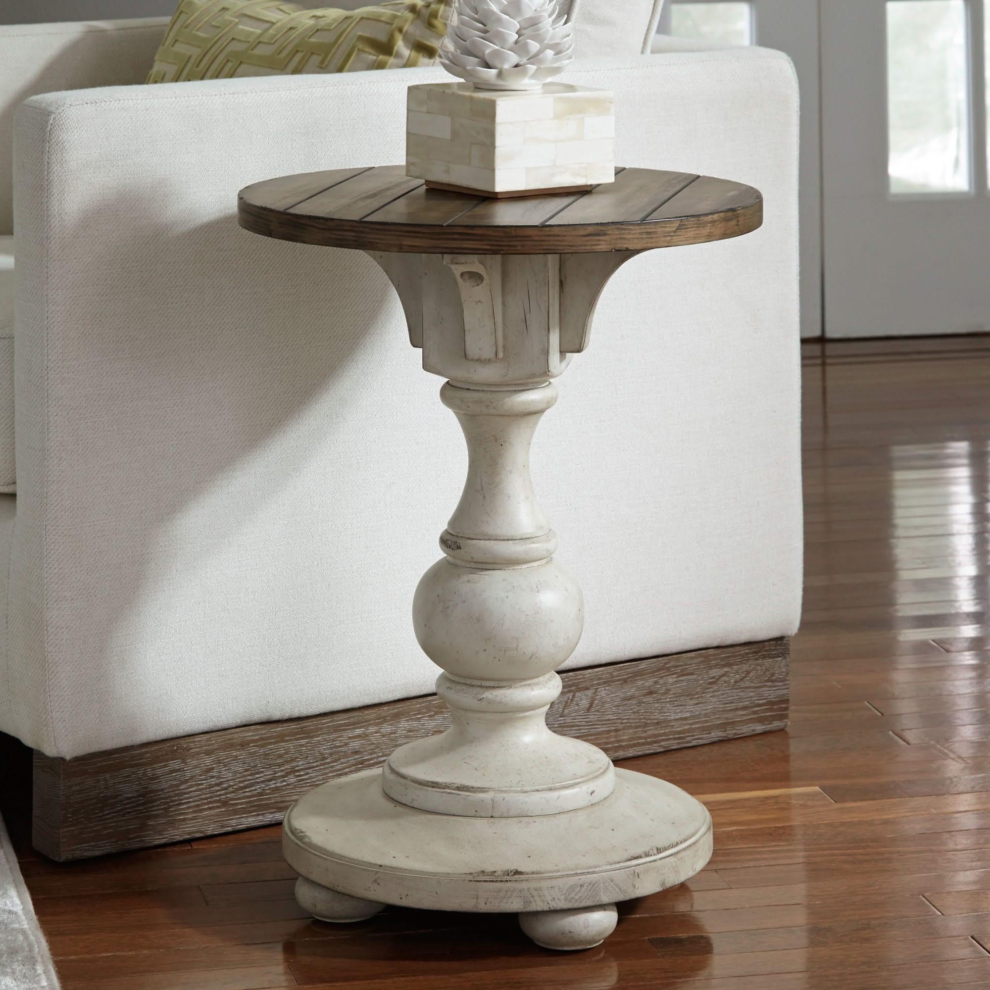Morgan Creek - Chair Side Table - Antique White / Wirebrushed Tobacco Accents - Image 2