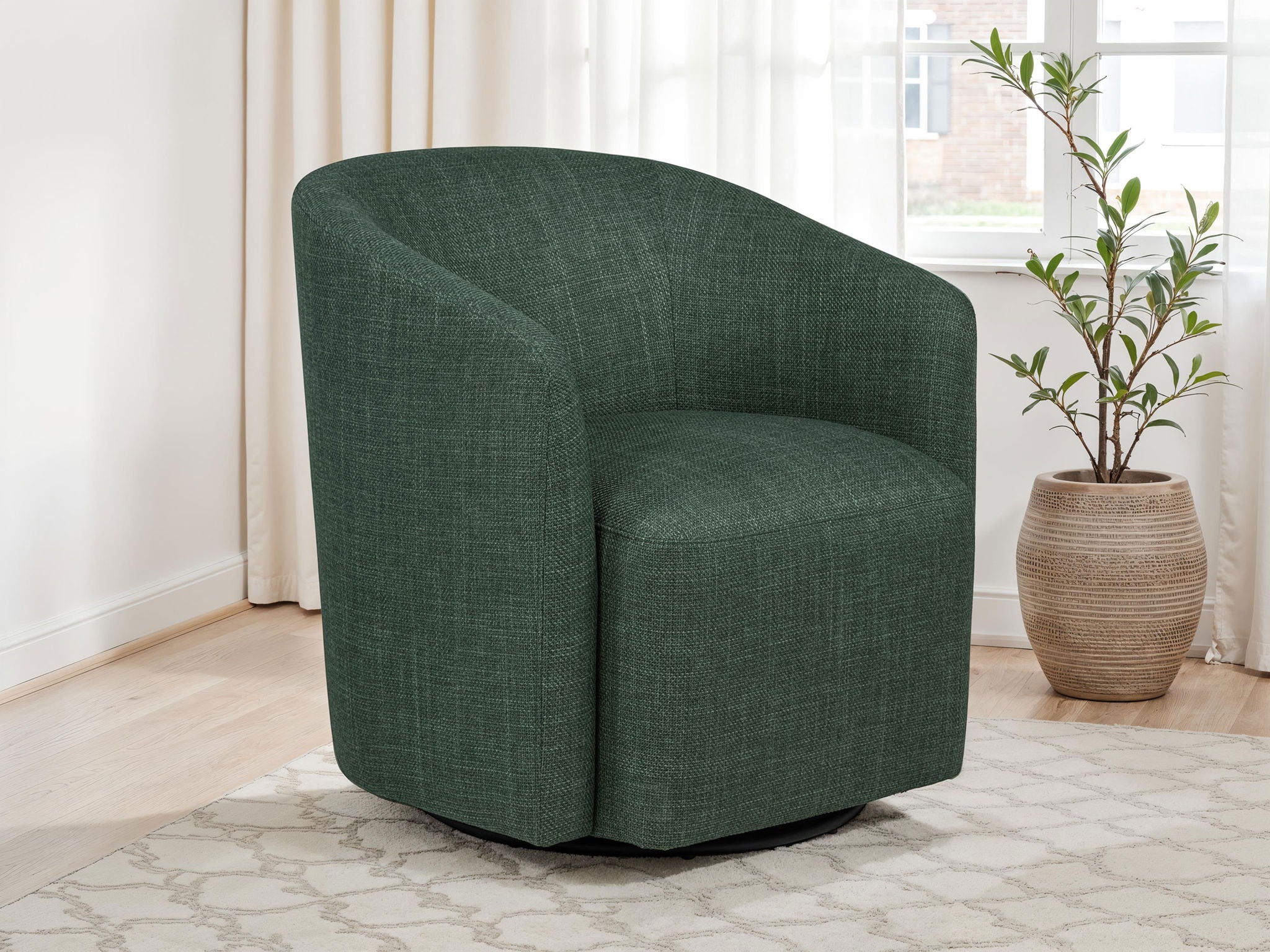 Mossbrook Fabric Upholstered Swivel Accent Chair Green - Image 3