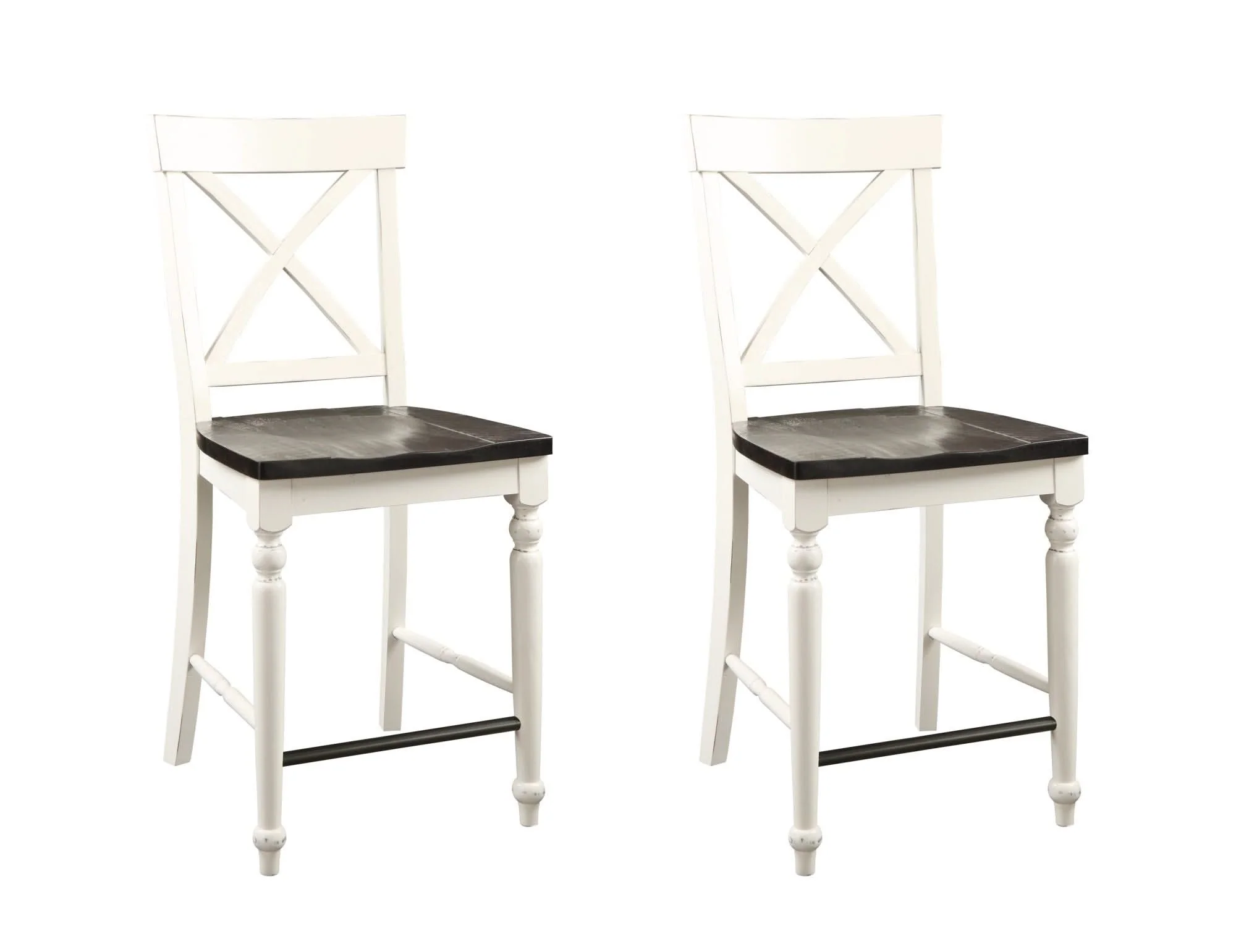 24" Tall Bar Stools (Set of 2) - Brown / White - Image 2