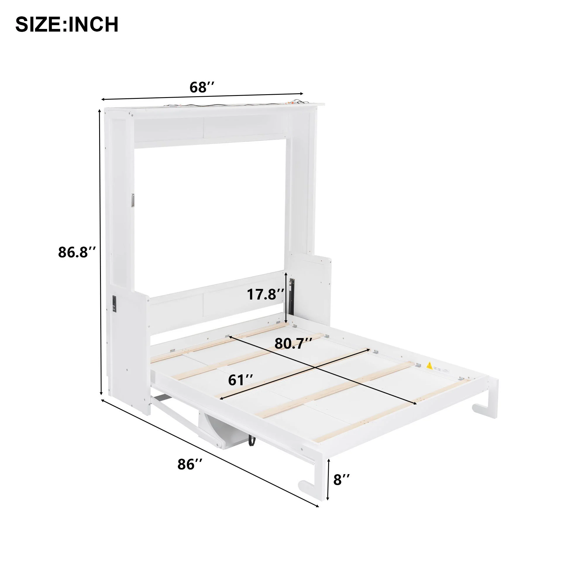 Murphy Bed With Desk, LED Lights And USB Charging Station - Image 8