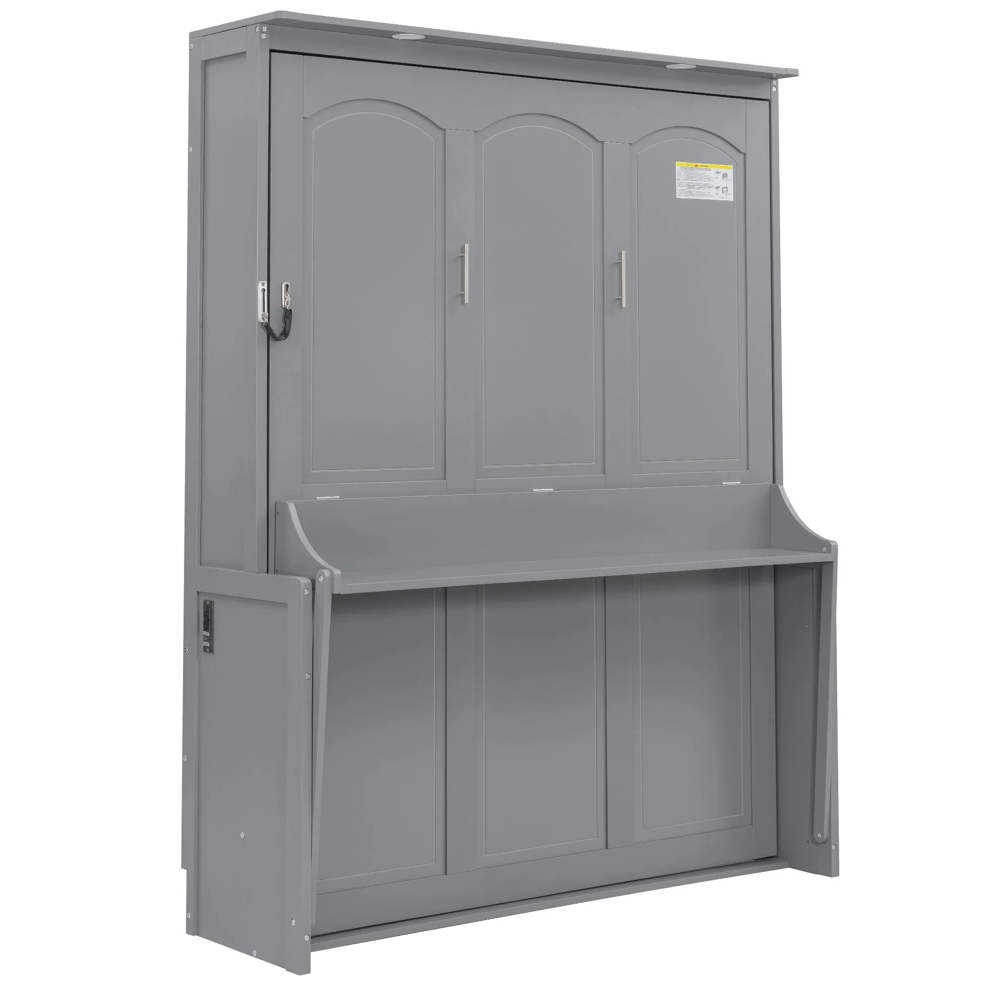 Murphy Bed With Desk, LED Lights & USB Charging Station
