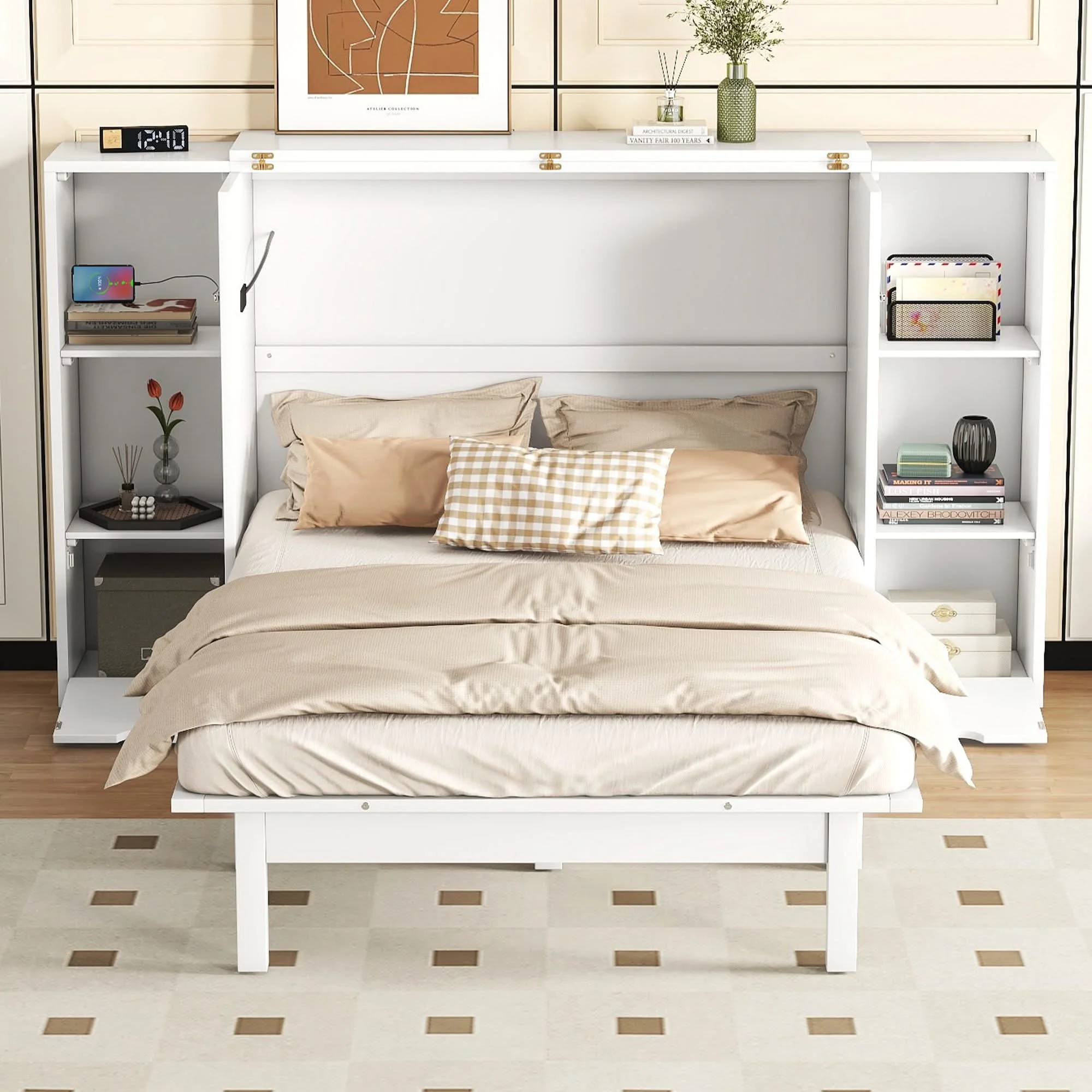 Murphy Bed With Shelves, Drawers And USB Ports - Image 2