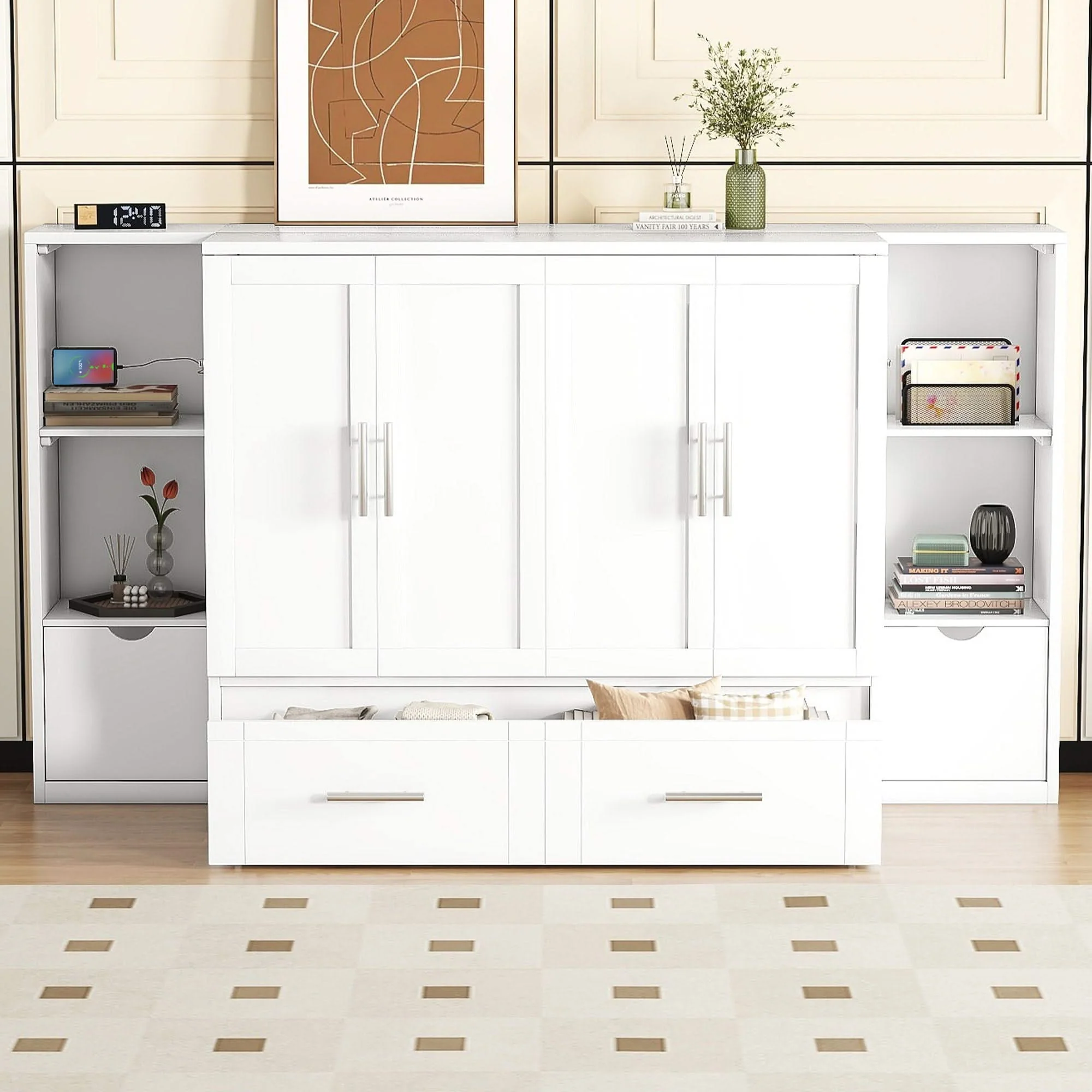 Murphy Bed With Shelves, Drawers And USB Ports - Image 3