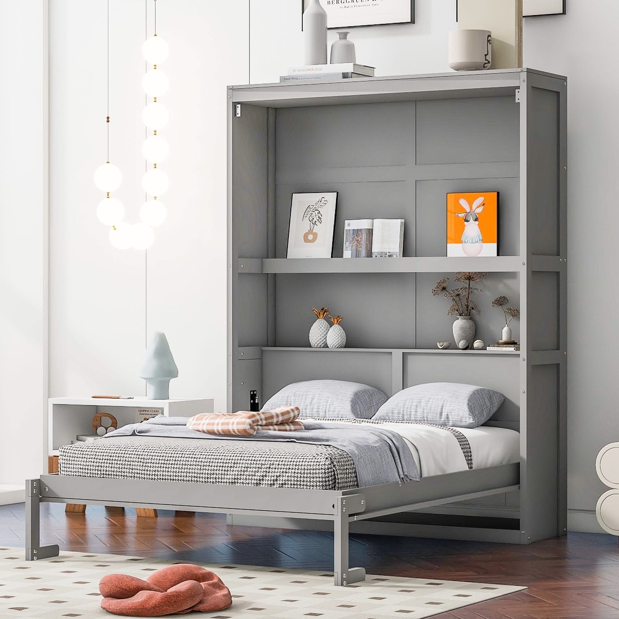 Murphy Wall Bed With Shelves, Space Saving - Image 2
