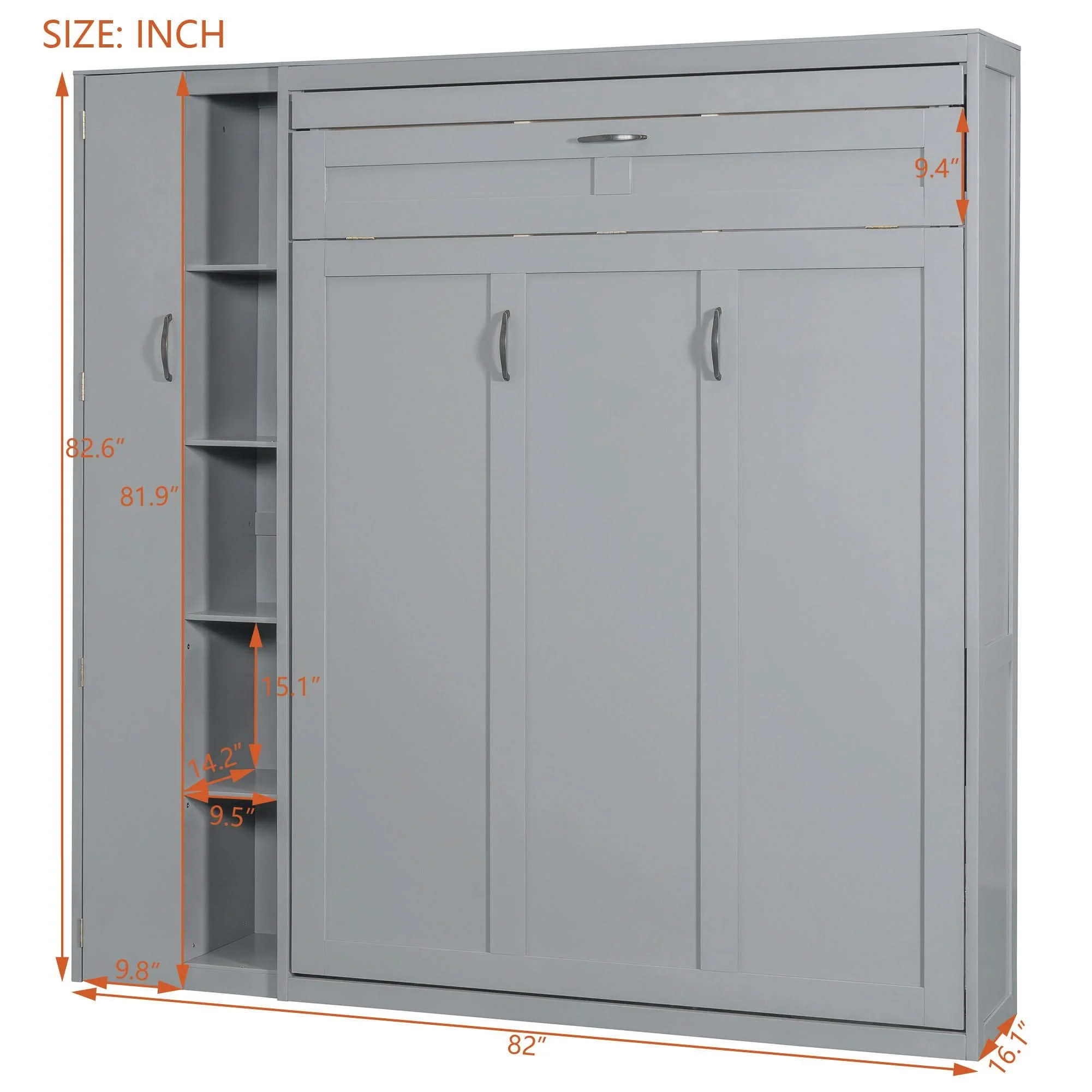 Murphy Wall Bed With Shelves, Wardrobe And LED Lights - Image 4