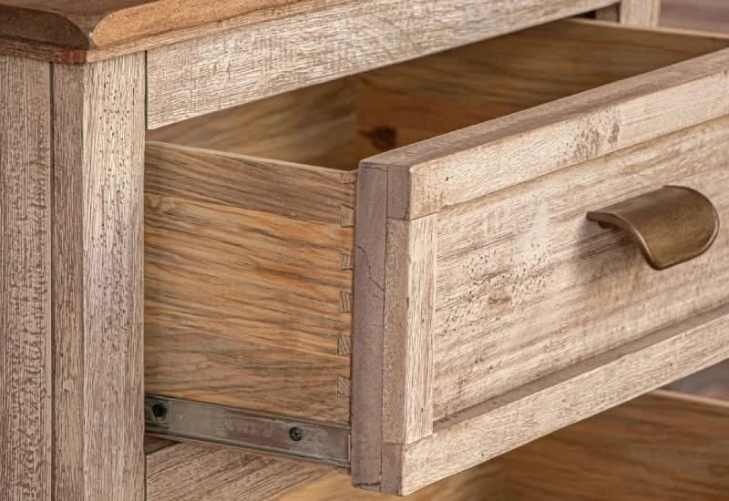 Mykos Cream Rustic Wood Modern 2-Drawer Nightstand - Image 2