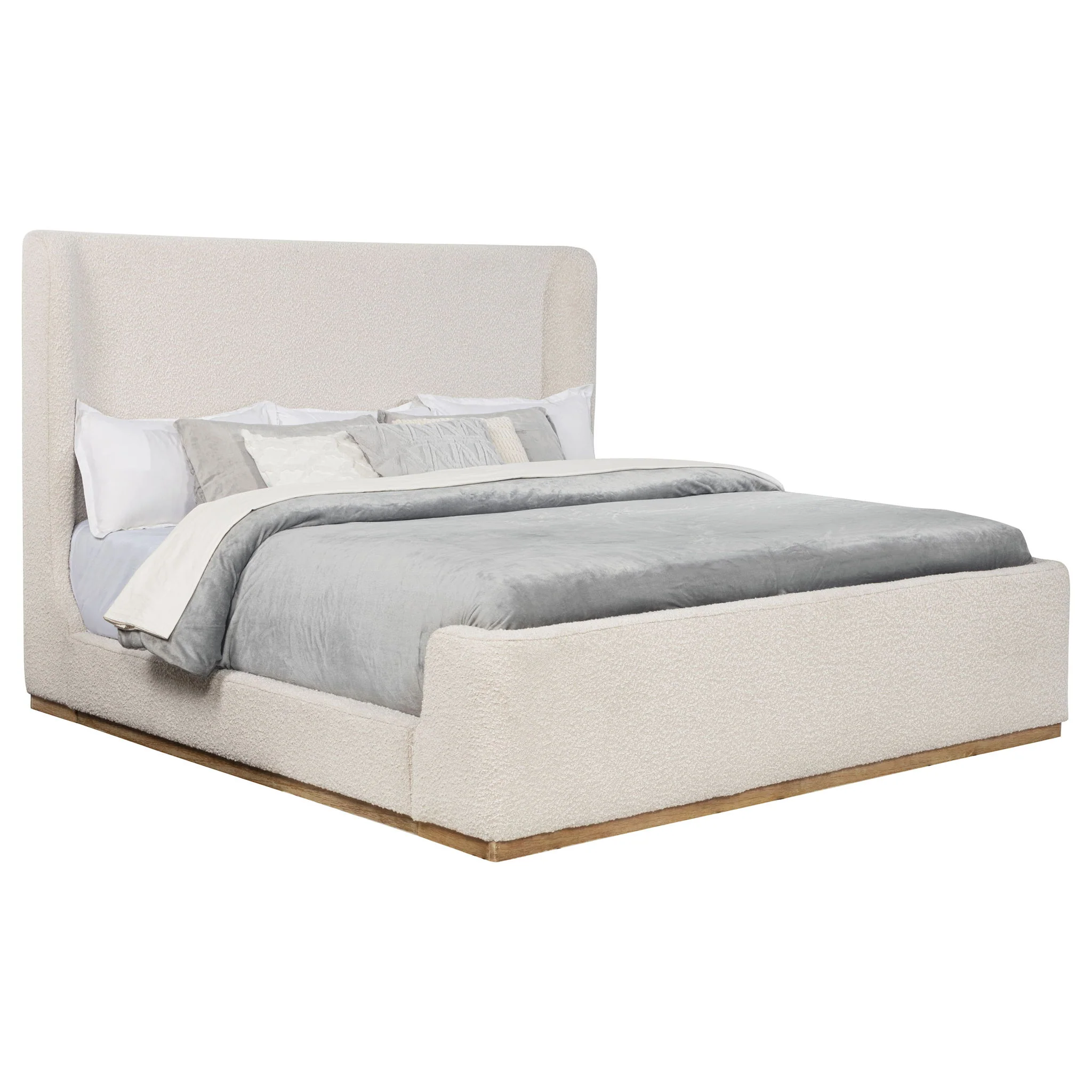 Nala Upholstered Eastern King Sleigh Bed Cream - Image 4