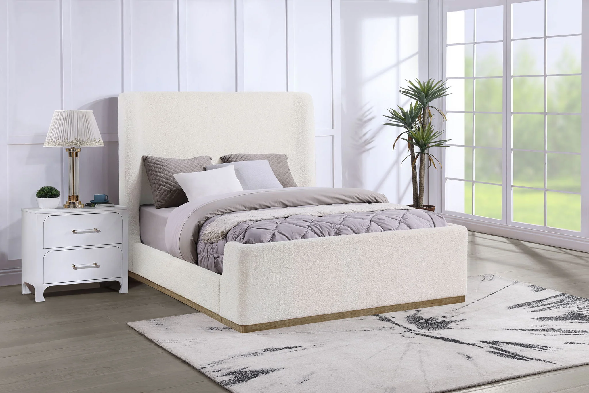 Nala Upholstered Queen Sleigh Bed Cream - Image 4