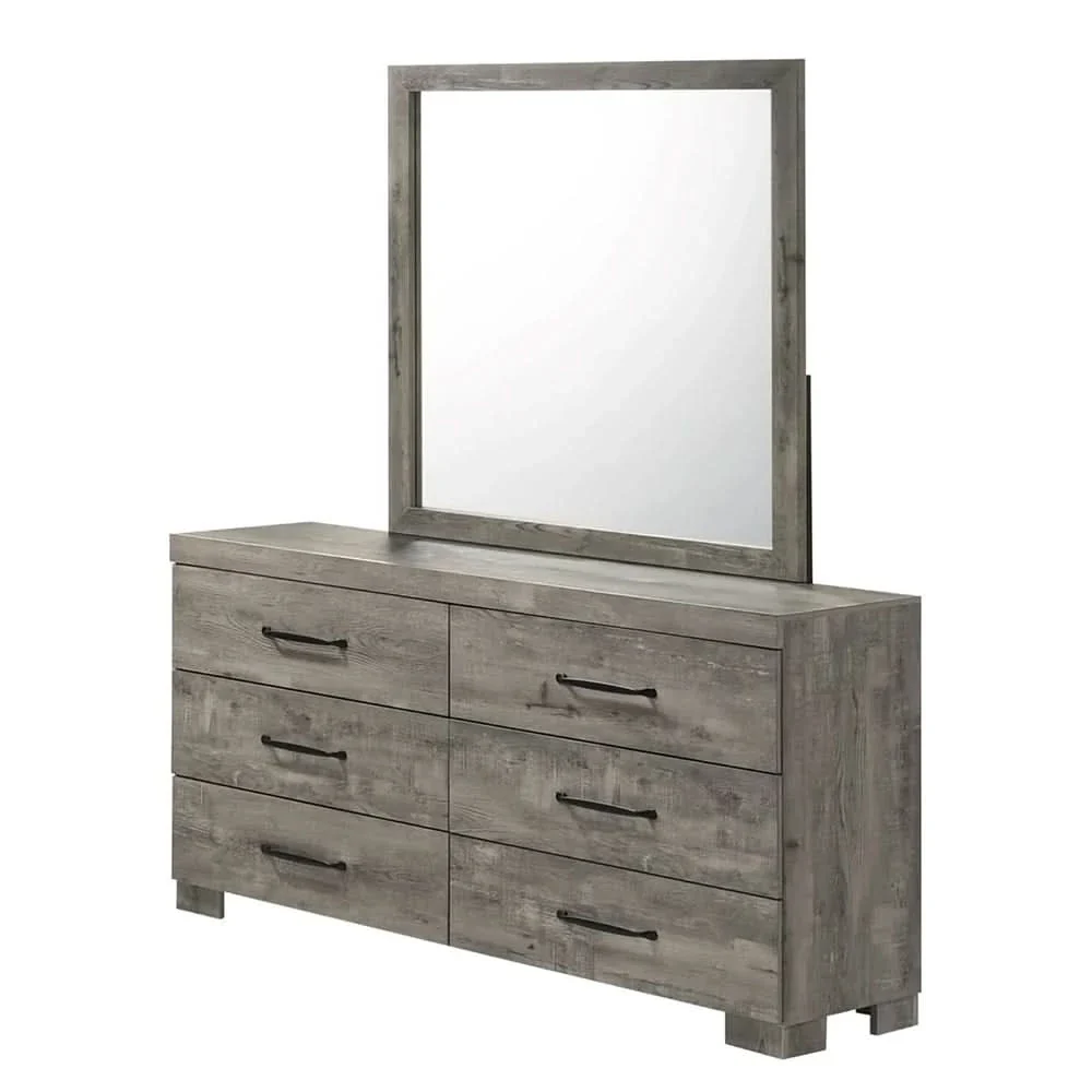 Nash Gray Solid Wood 5 Piece Bedroom Set with Dresser & Mirror - Image 8