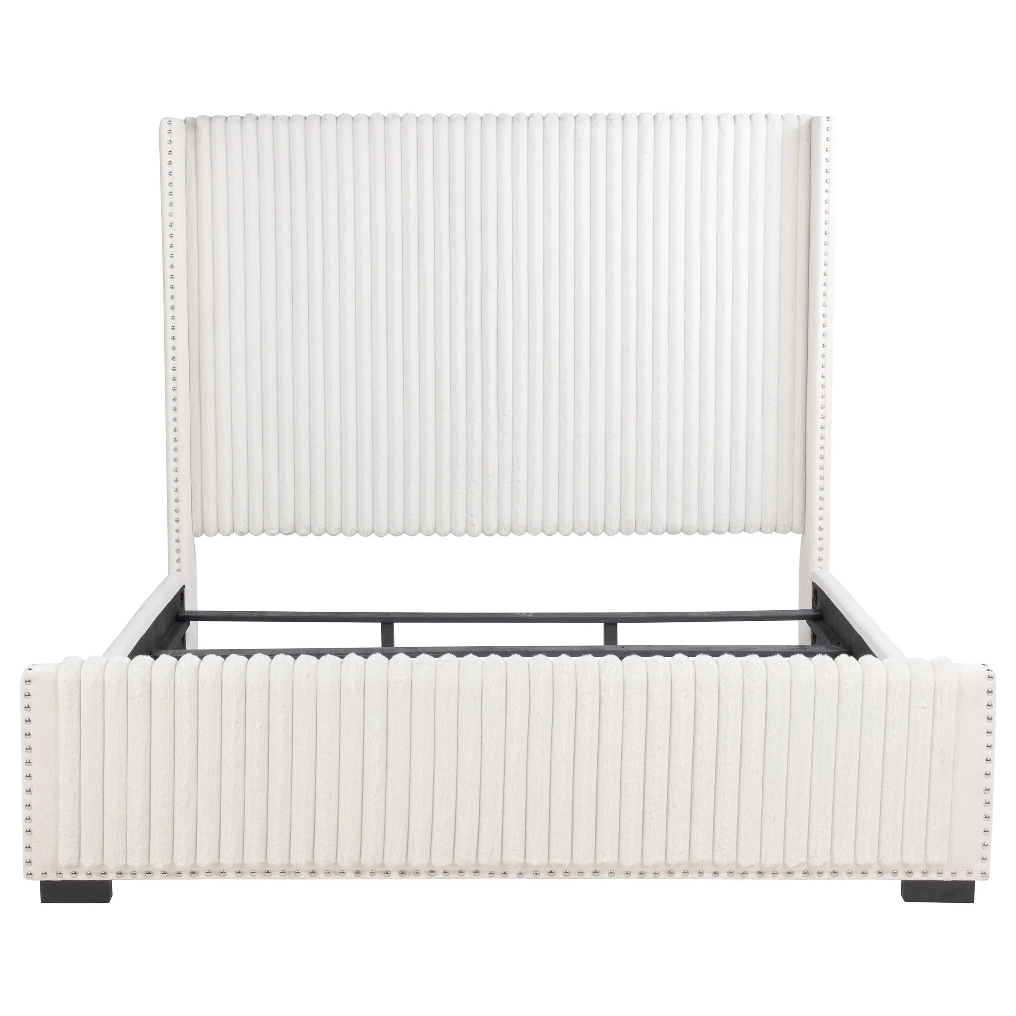 Natasha 65-inch Upholstered Eastern King Wingback Bed Cream - Image 3