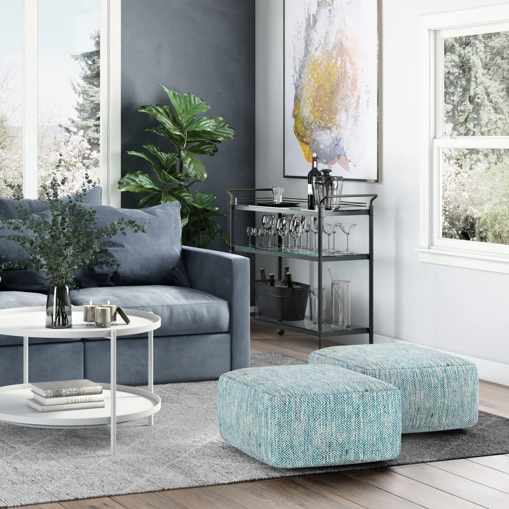 Nate - Handcrafted Square Pouf - Image 6