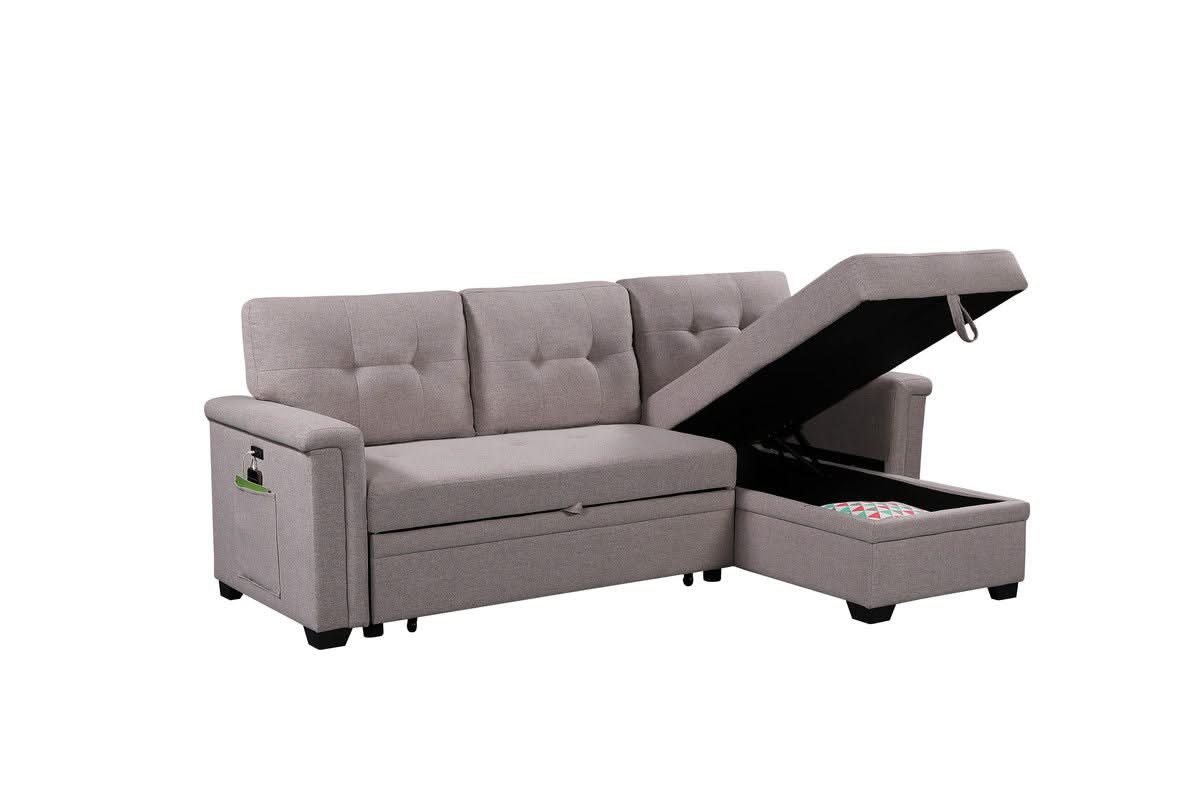 Nathan - Reversible Sleeper Sectional Sofa With Storage Chaise, USB Charging Ports And Pocket - Image 4