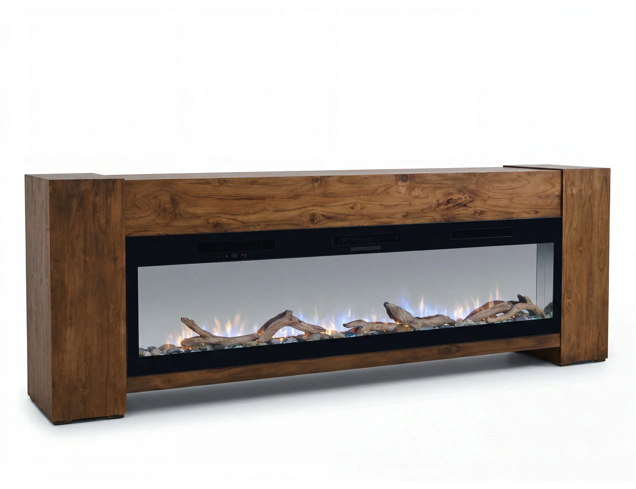 Natural Teca - Console 94" Electric Fireplace Compatible - Brown - Image 4
