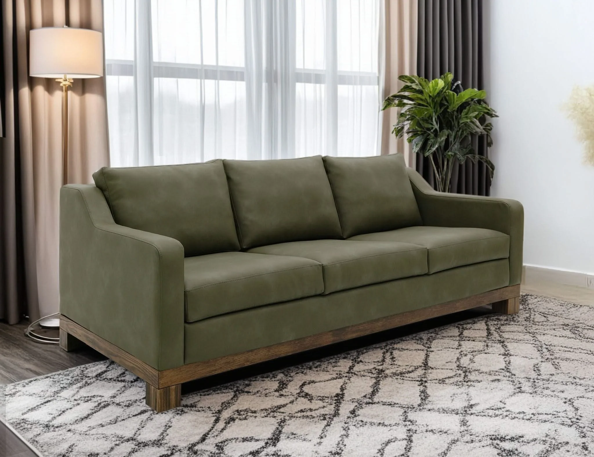 Natural Teca - Sofa - Olive Green - Image 2