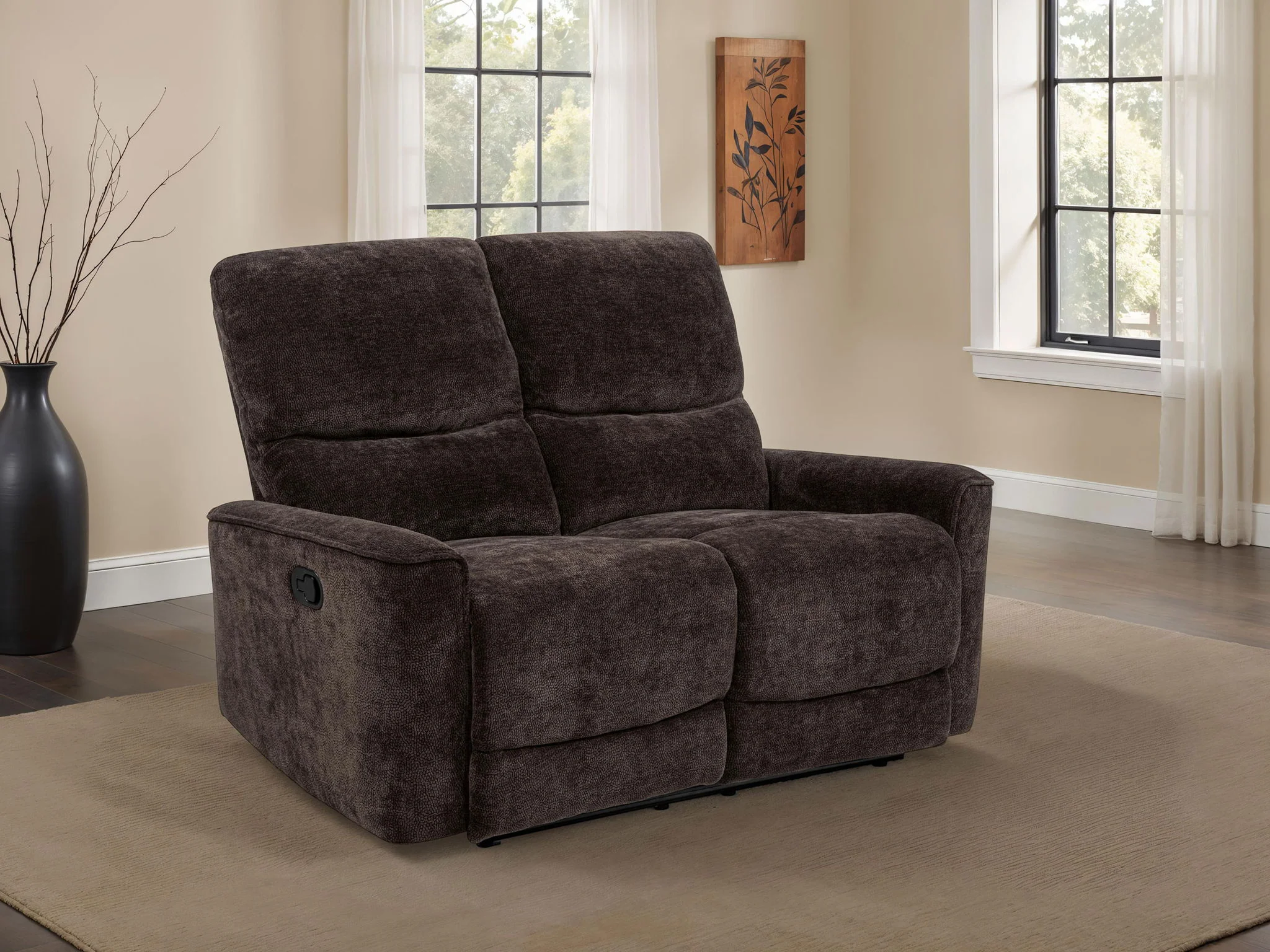 Navarro Chenille Upholstered Reclining Loveseat Dark Brown - Image 3