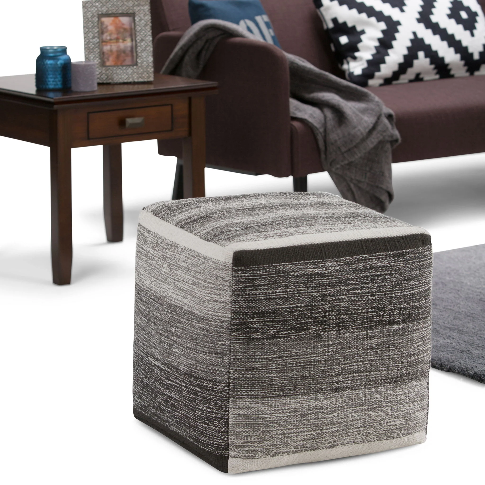 Naya - Upholstered Cube Pouf - Image 5