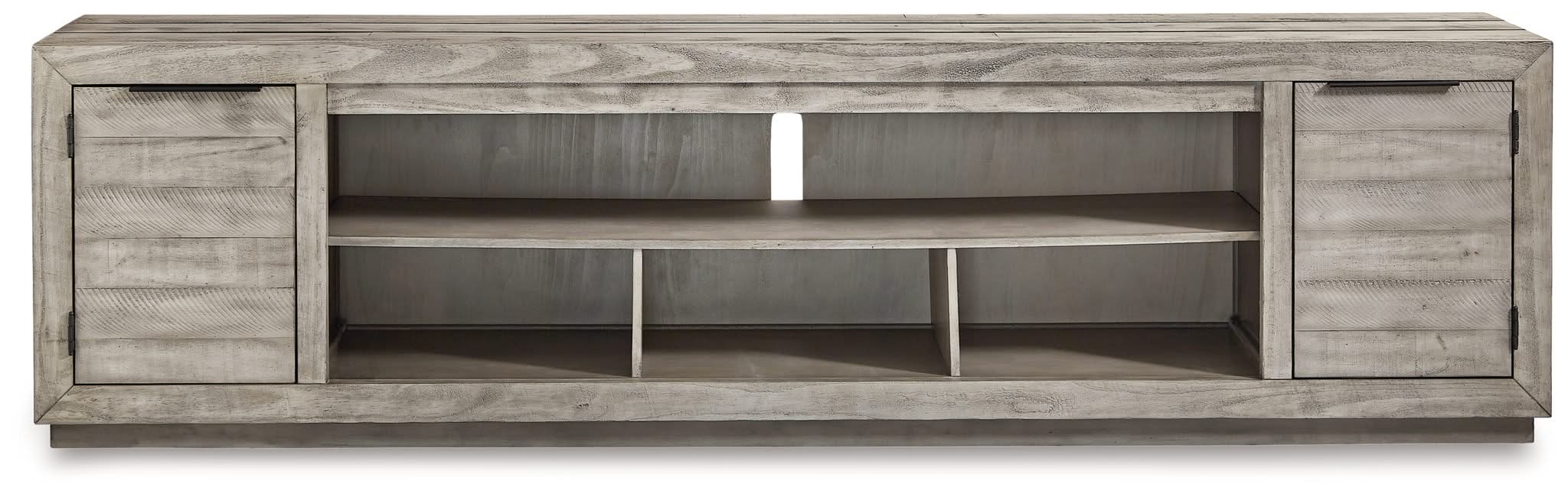 Naydell - XL TV Stand w/Fireplace Option - Gray - Image 3