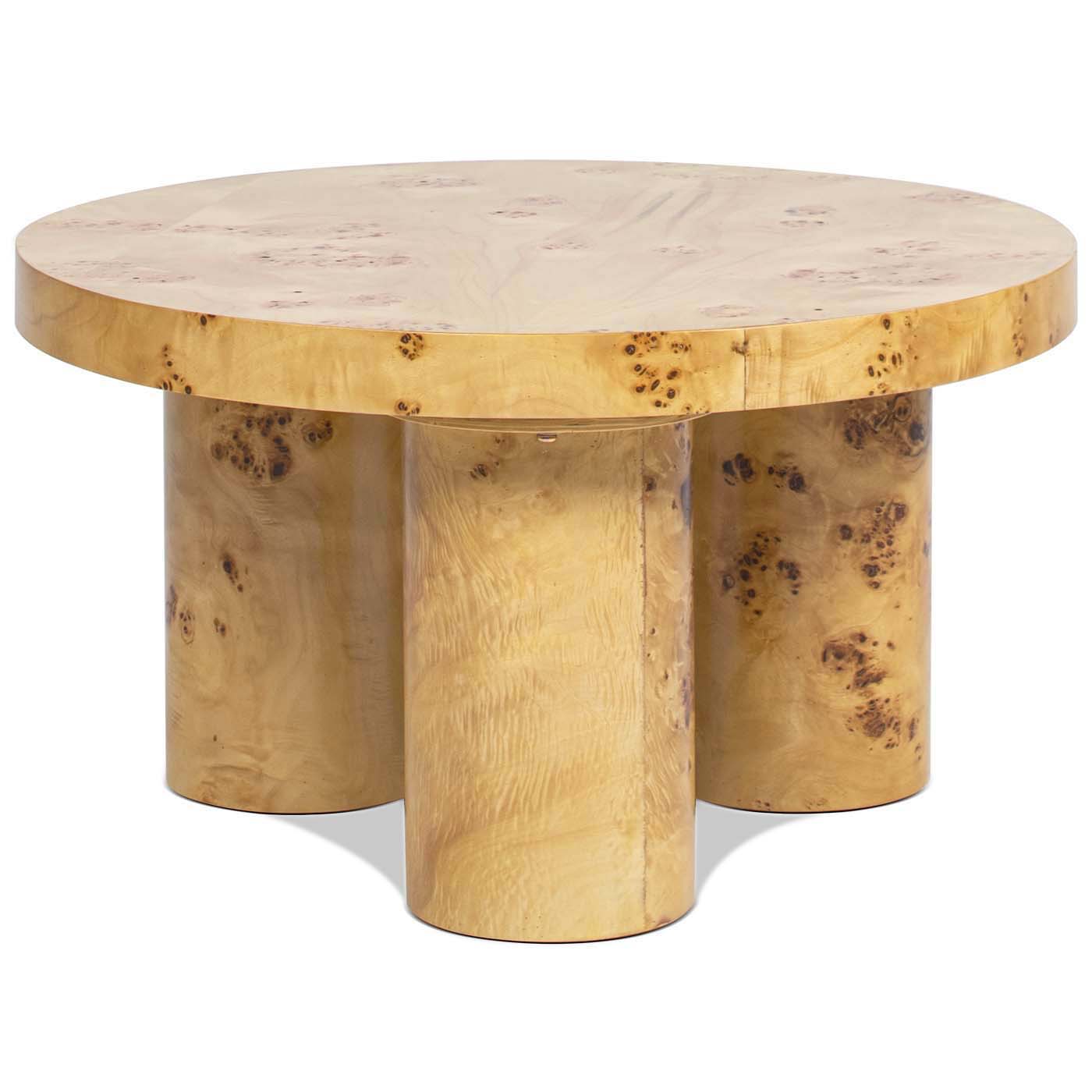 Nebula - Round Pillar Leg Coffee Table - Warm Natural Brown Burl - Image 4