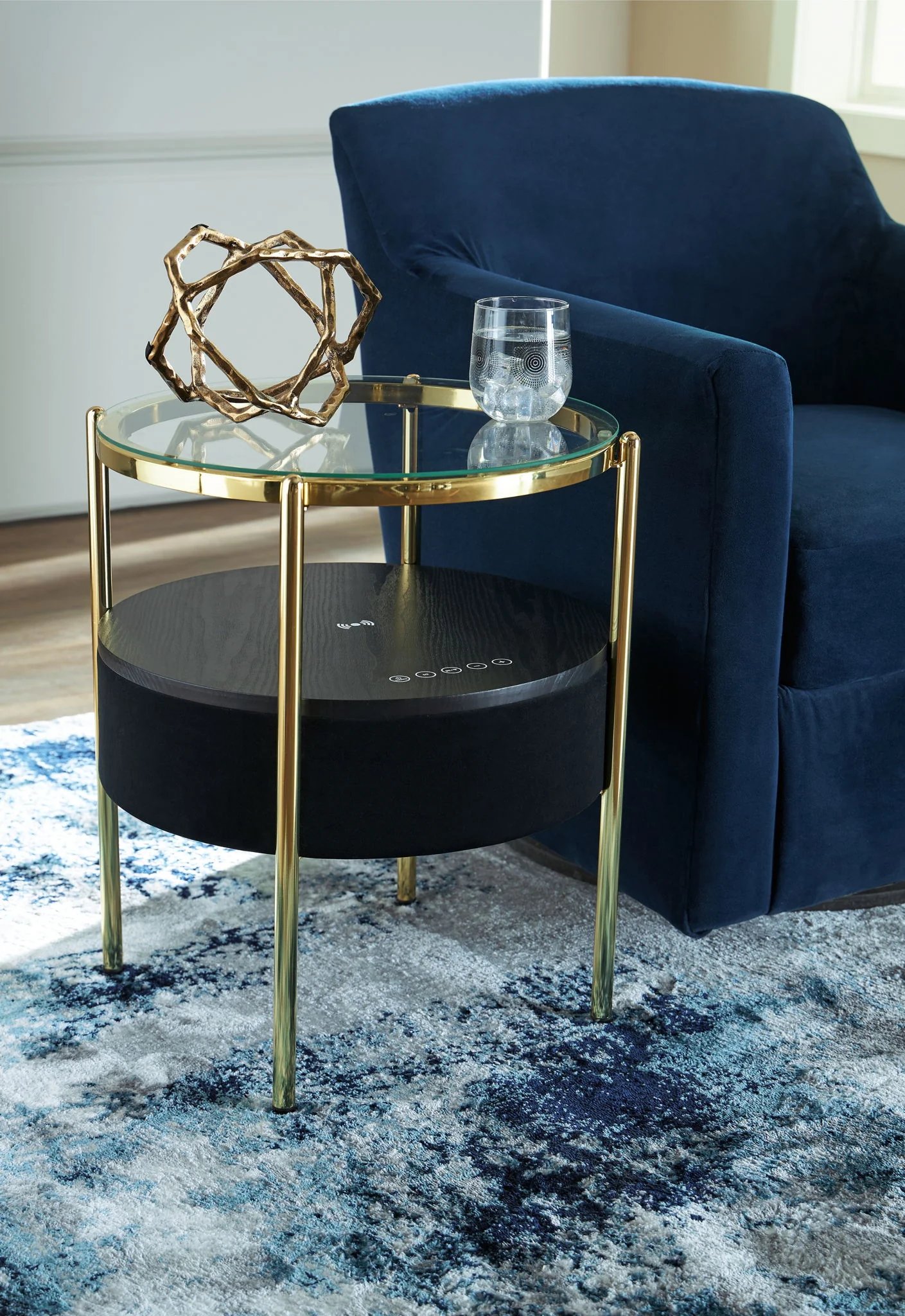 Nedman - Accent Table With Speaker - Black / Gold Finish - Image 4