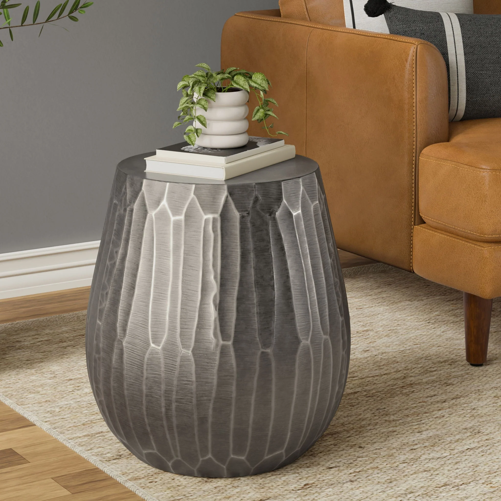 Nellie - Cast Aluminum Side Table - Black - Image 4