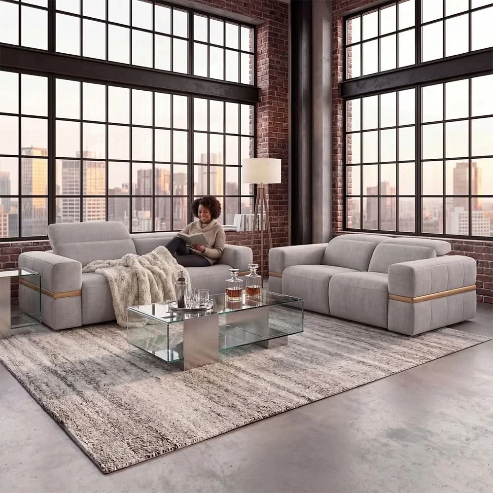 Newark Grey Contemporary Power Reclining Sofa with Track Arms - Image 5
