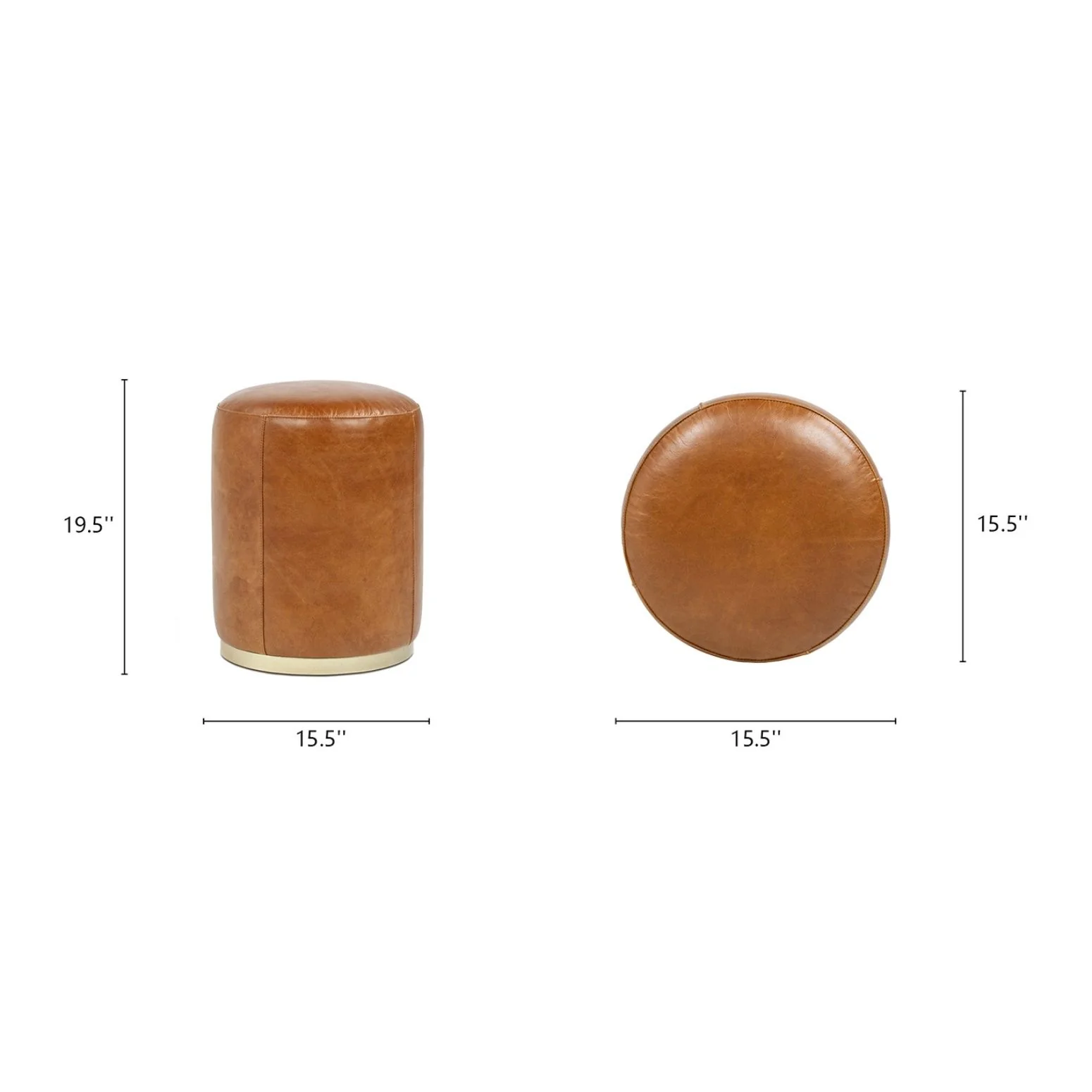 Nico - Round Ottoman Stool - Brown - Image 2