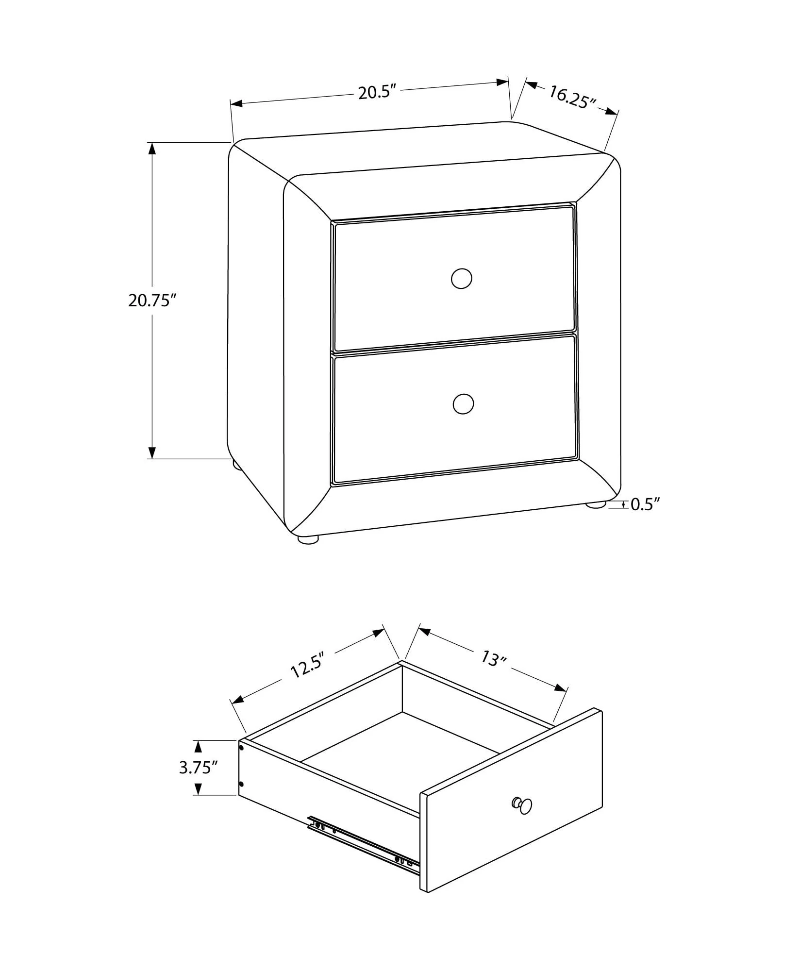 Nightstand, Storage Drawer Versatile Use, Upholstered, Transitional - Image 12