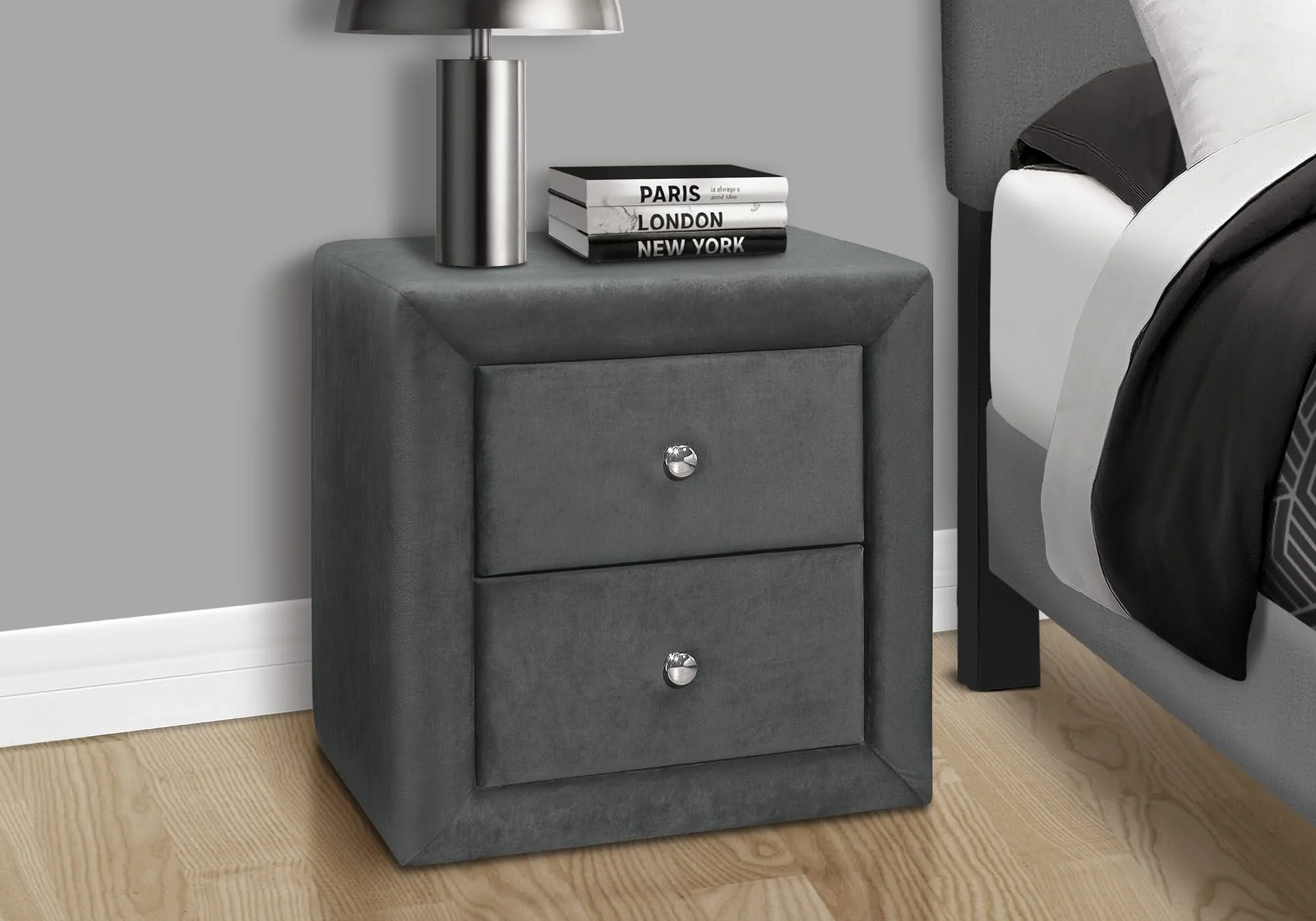 Nightstand, Storage Drawer Versatile Use, Upholstered, Transitional - Image 16