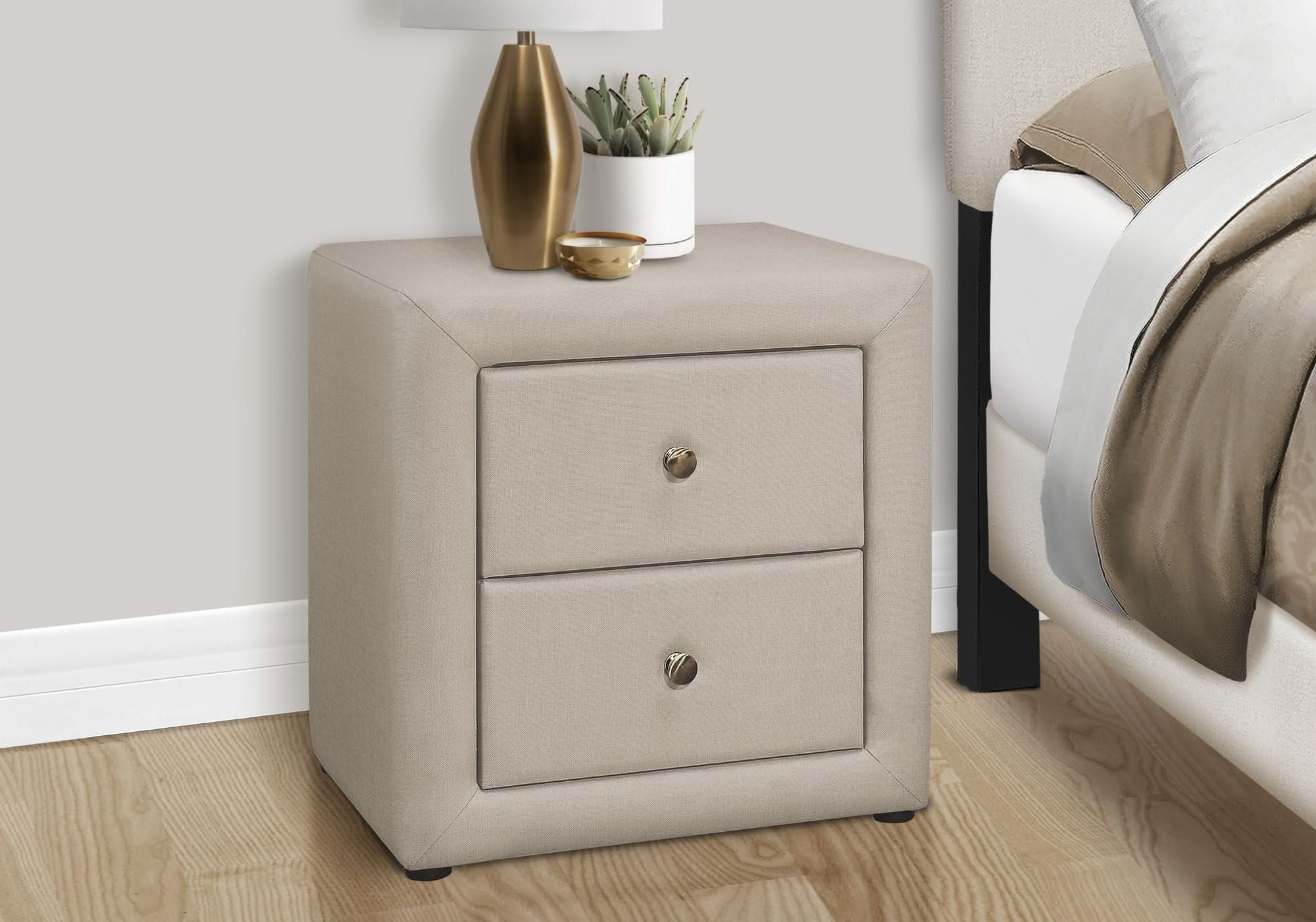 Nightstand, Storage Drawer Versatile Use, Upholstered, Transitional - Image 18
