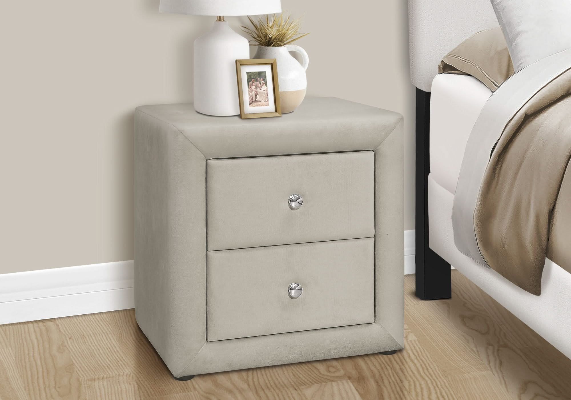 Nightstand, Storage Drawer Versatile Use, Upholstered, Transitional - Image 8