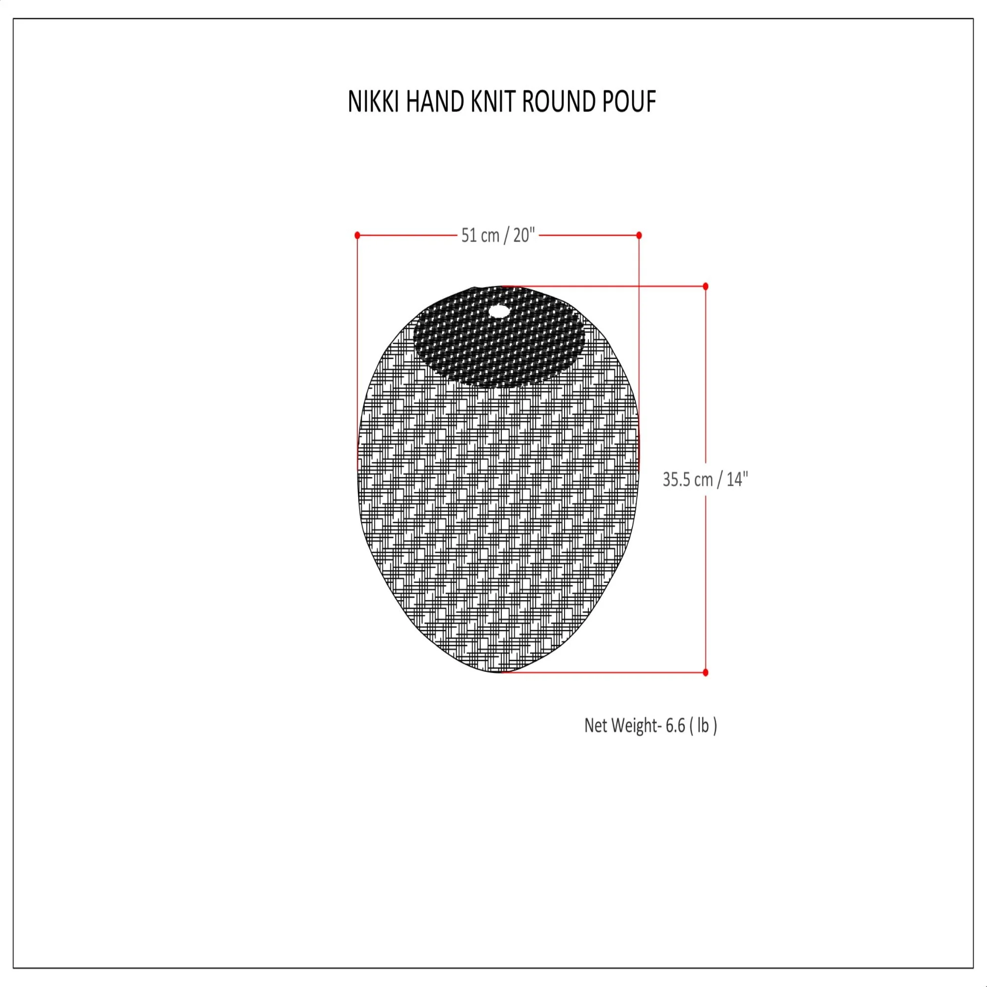 Nikki - Handcrafted Hand Knit Round Pouf - Image 4