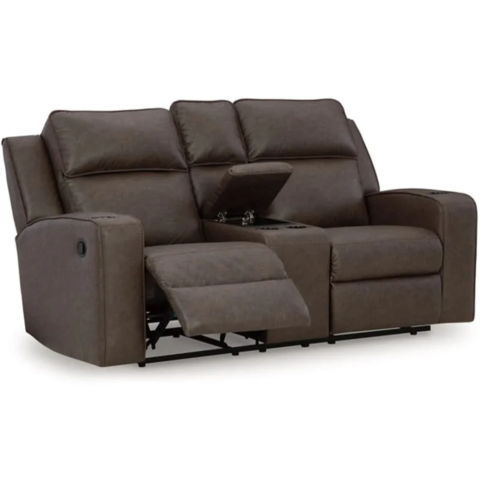Noah Brown Contemporary Manual Reclining Loveseat with Center Console and Cup Holders - Image 4