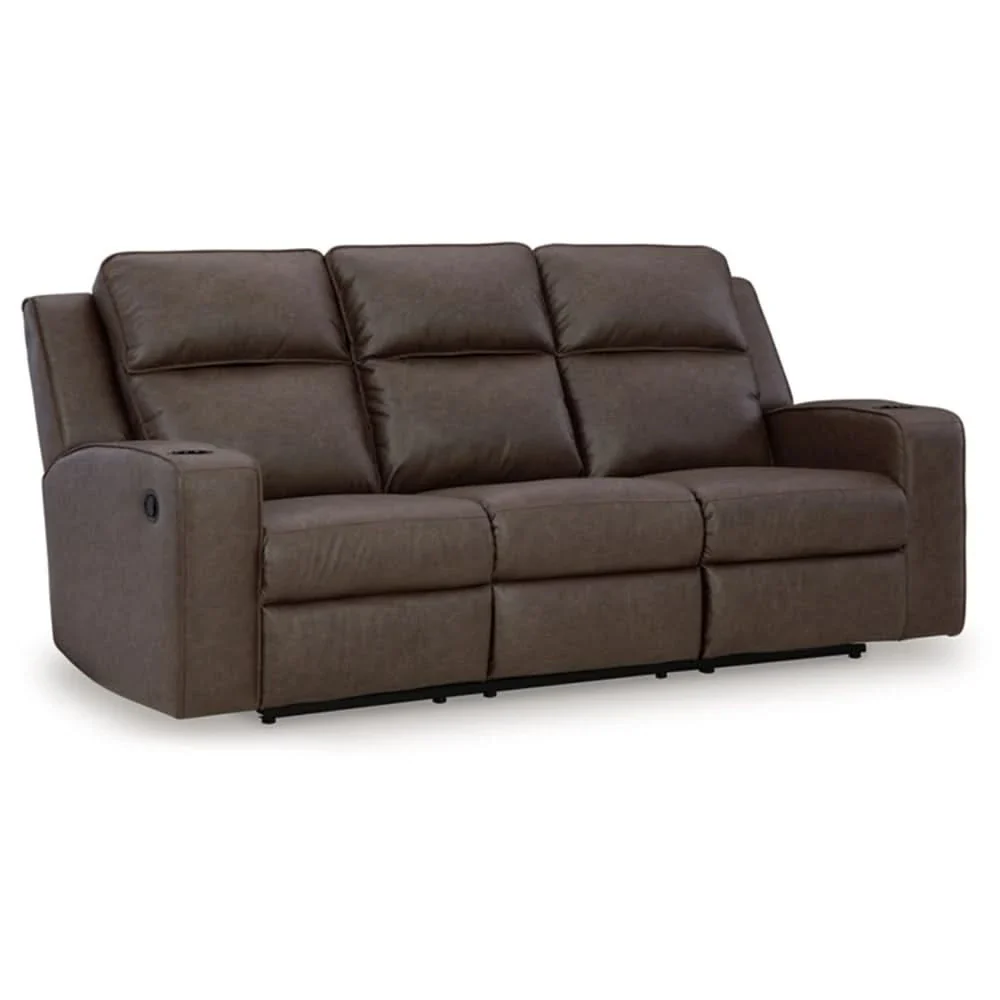 Noah Brown Contemporary Manual Reclining Sofa with Drop-Down Table and USB Charging - Image 3