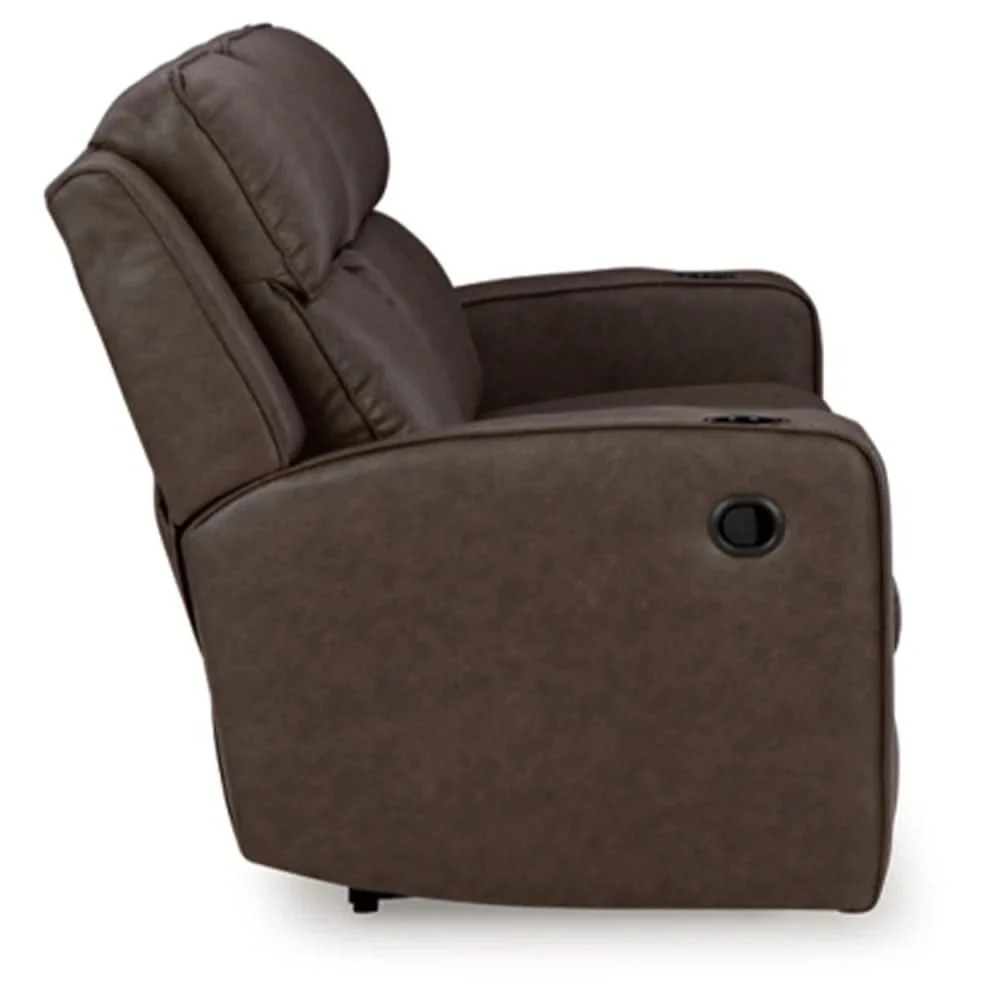 Noah Brown Contemporary Manual Reclining Sofa with Drop-Down Table and USB Charging - Image 5