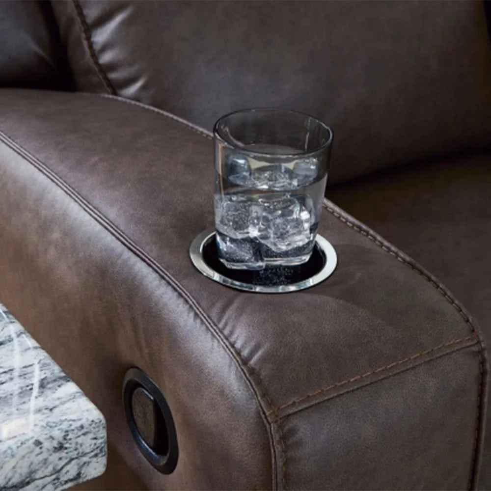 Noah Brown Contemporary Manual Reclining Sofa with Drop-Down Table and USB Charging - Image 7