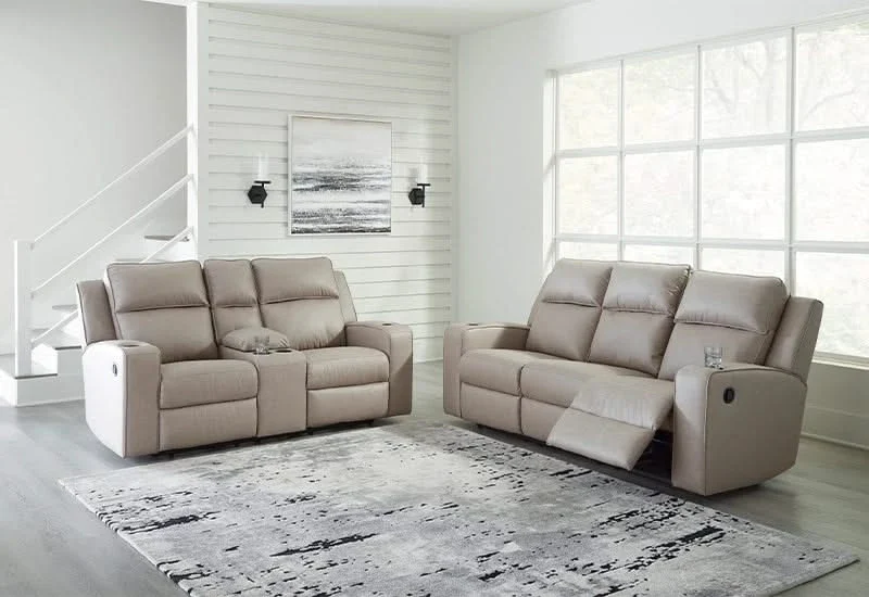 Noah Pebble Reclining Sofa w/ Drop-Down Table – Built-In Comfort & Convenience - Image 7