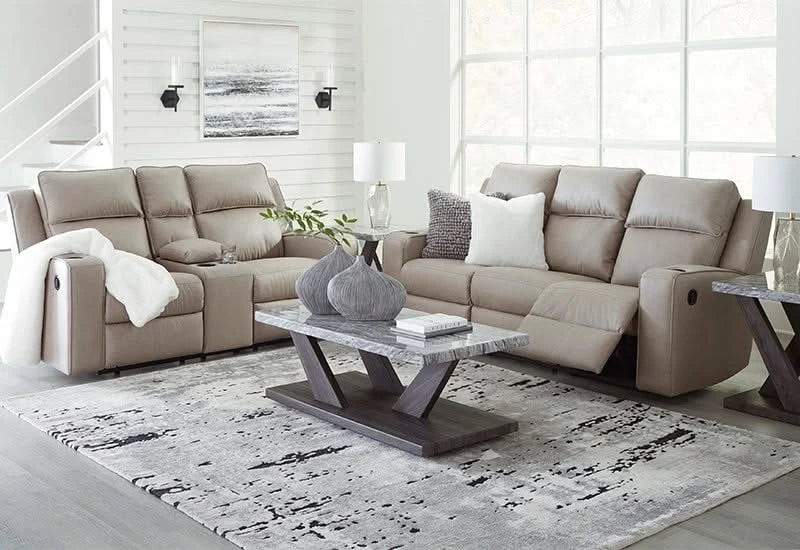 Noah Pebble Reclining Sofa w/ Drop-Down Table – Built-In Comfort & Convenience - Image 9