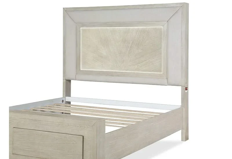 Noel Modern Light Oak Bedroom Set Includes Bed (LED Headboard, Footboard and Rails), Dresser and Mirror - Image 2