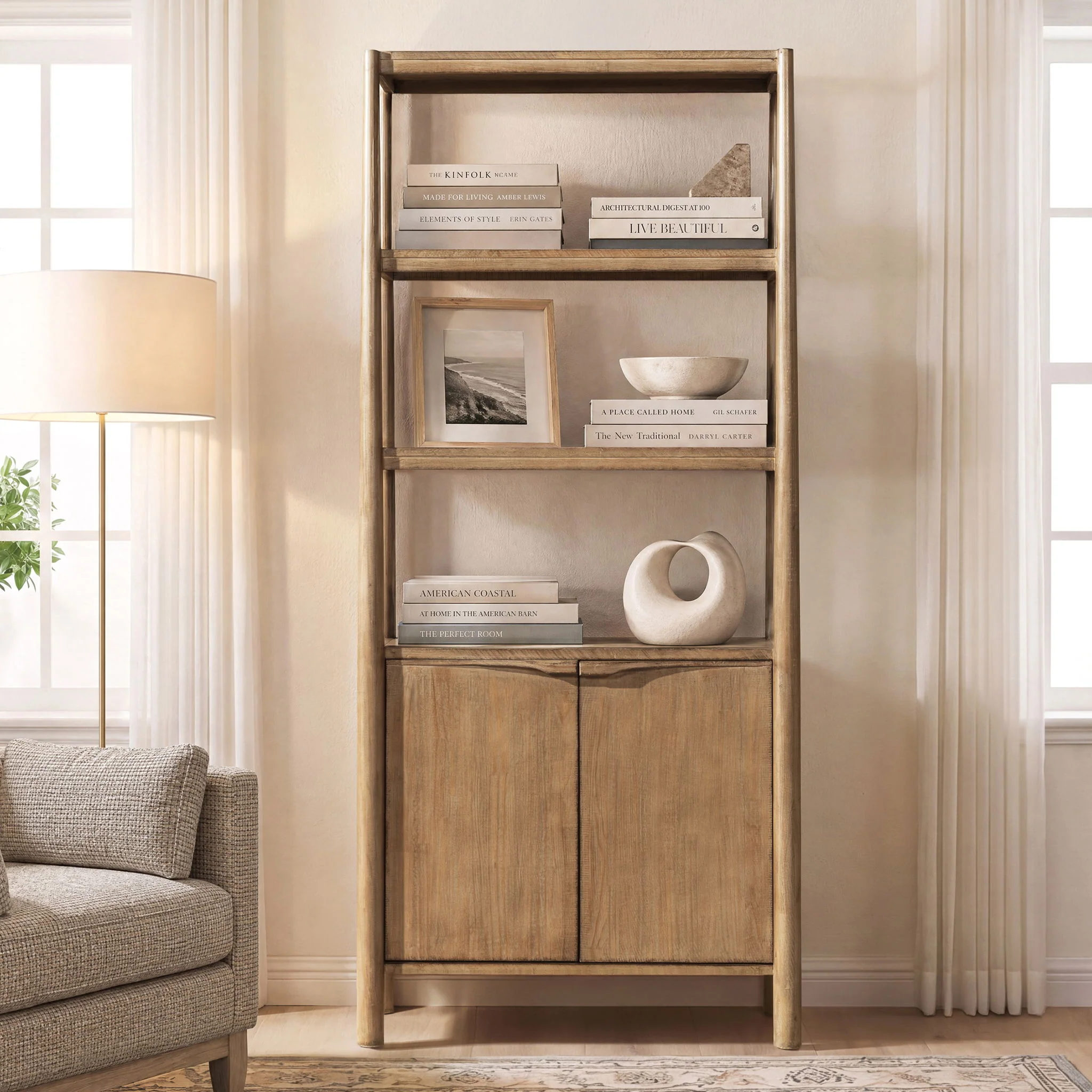 Nolan - Bookcase With Lower Cabinet - Natural - Image 2