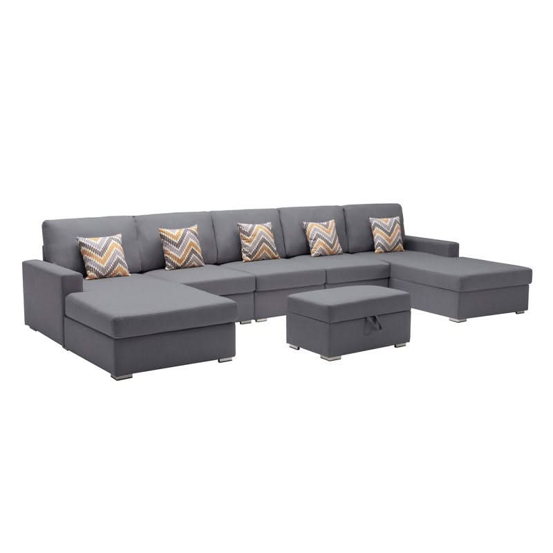 Nolan - Fabric 6 Piece Sectional Sofa With Pillows And Interchangeable Legs - Image 2