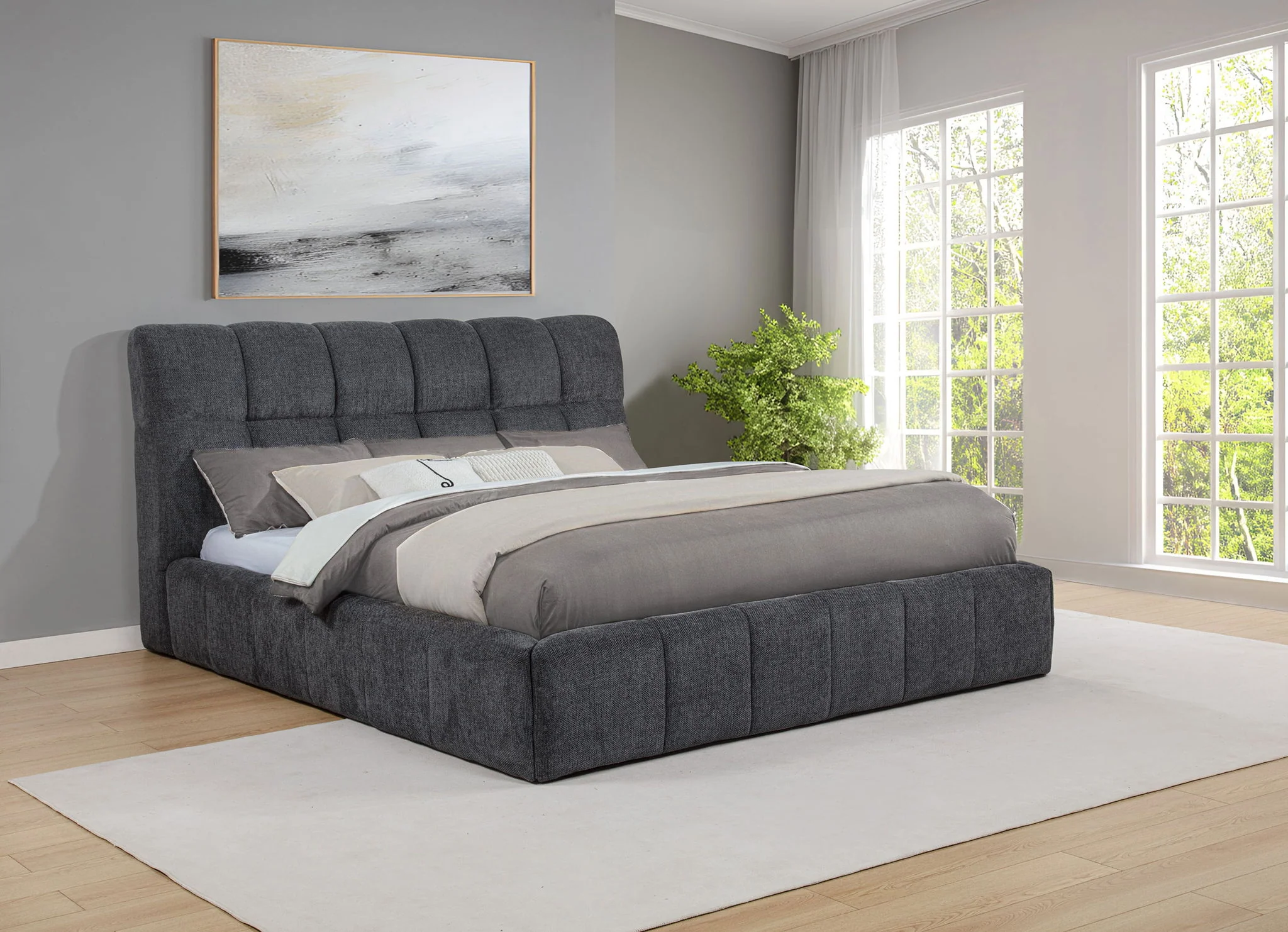 Nollet 48-inch Upholstered California King Platform Bed Grey - Image 3