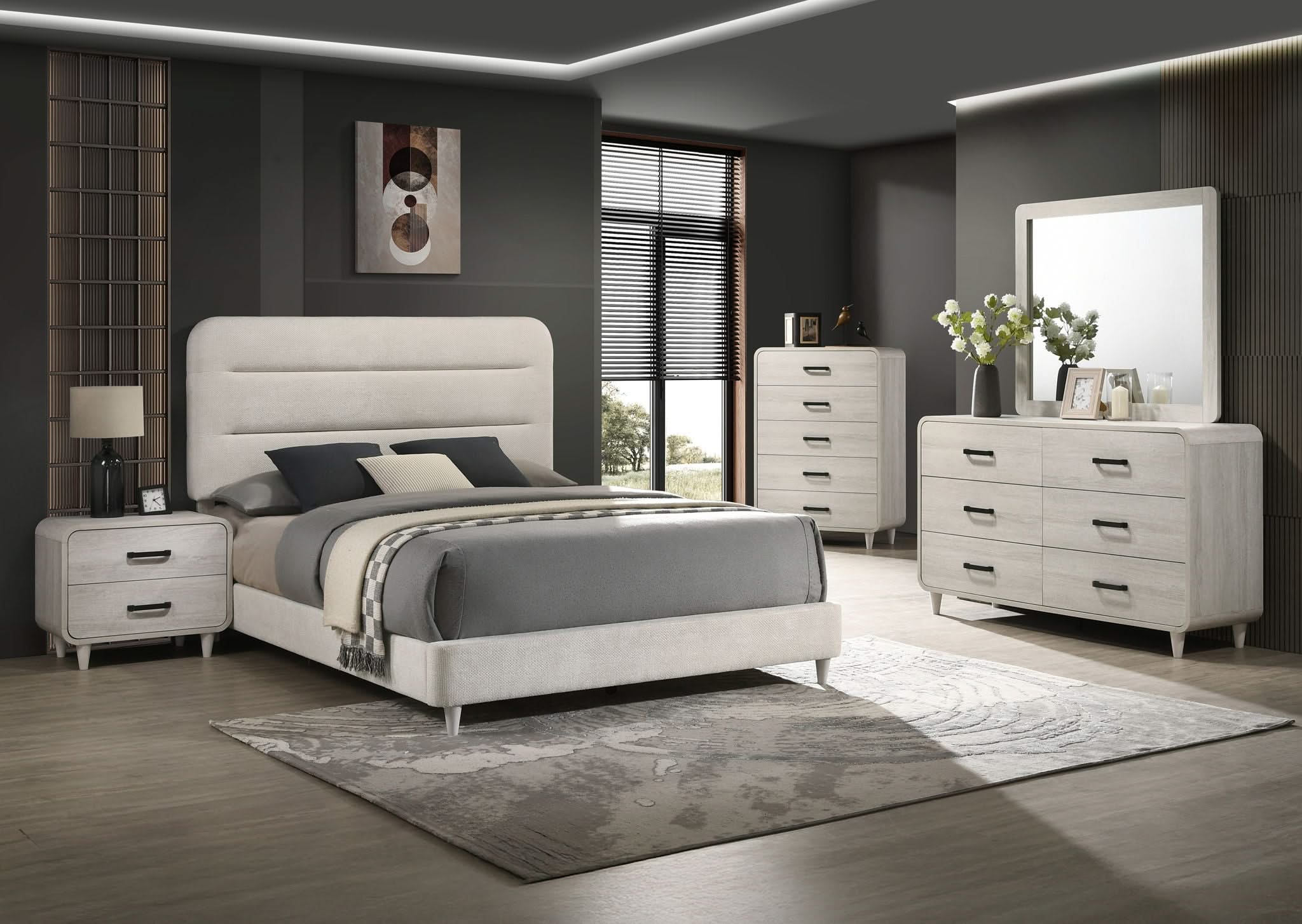 Nyomi - Upholstered Queen Bed - White - Image 2