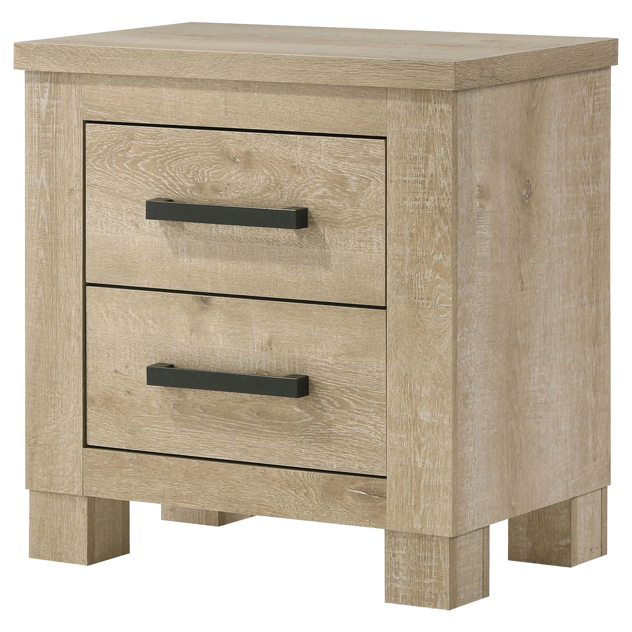 Oakglen 2-drawer Nightstand Bedside Table Weathered Oak - Image 2