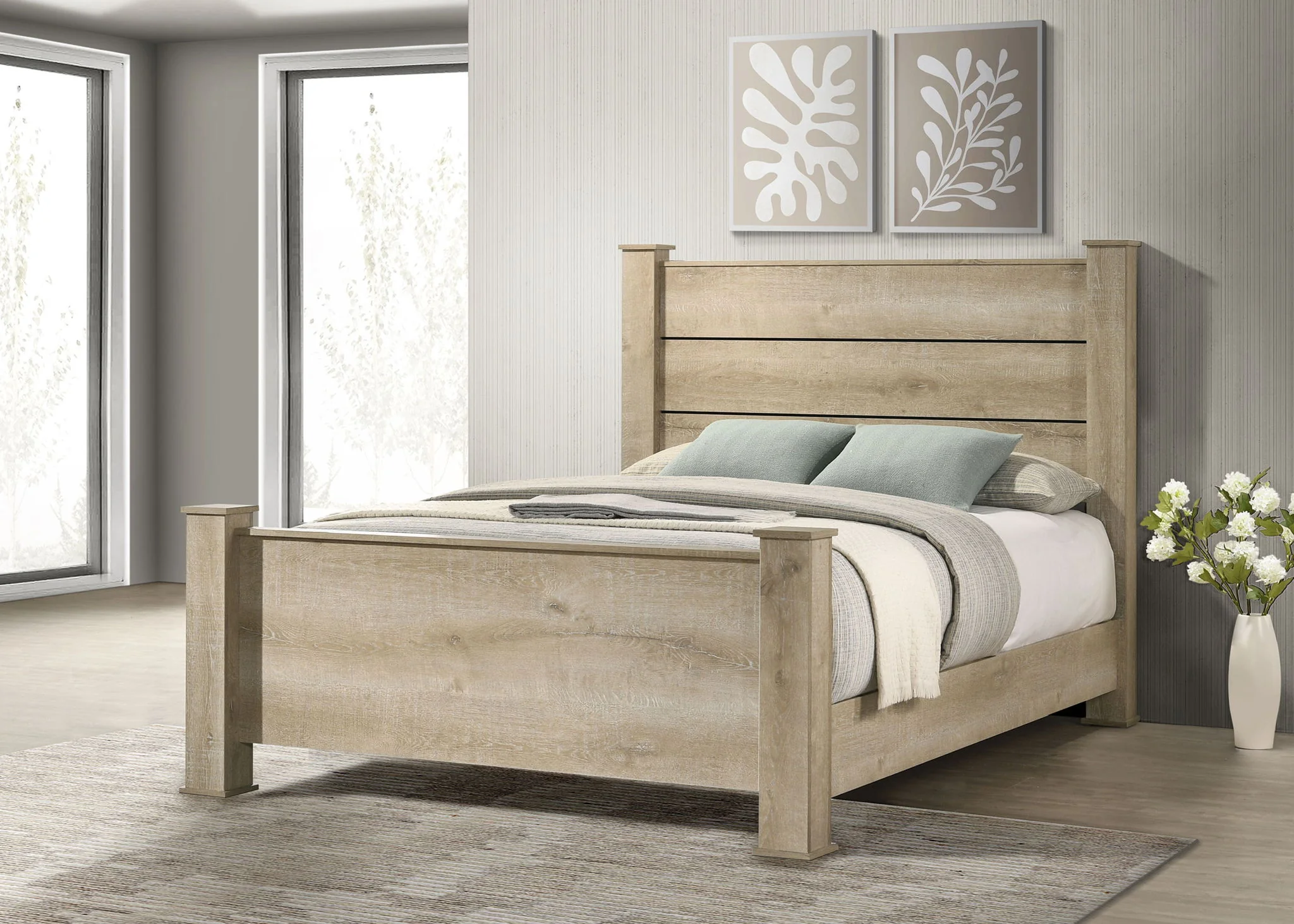 Oakglen 55-inch Queen Panel Bed Weathered Oak - Image 3