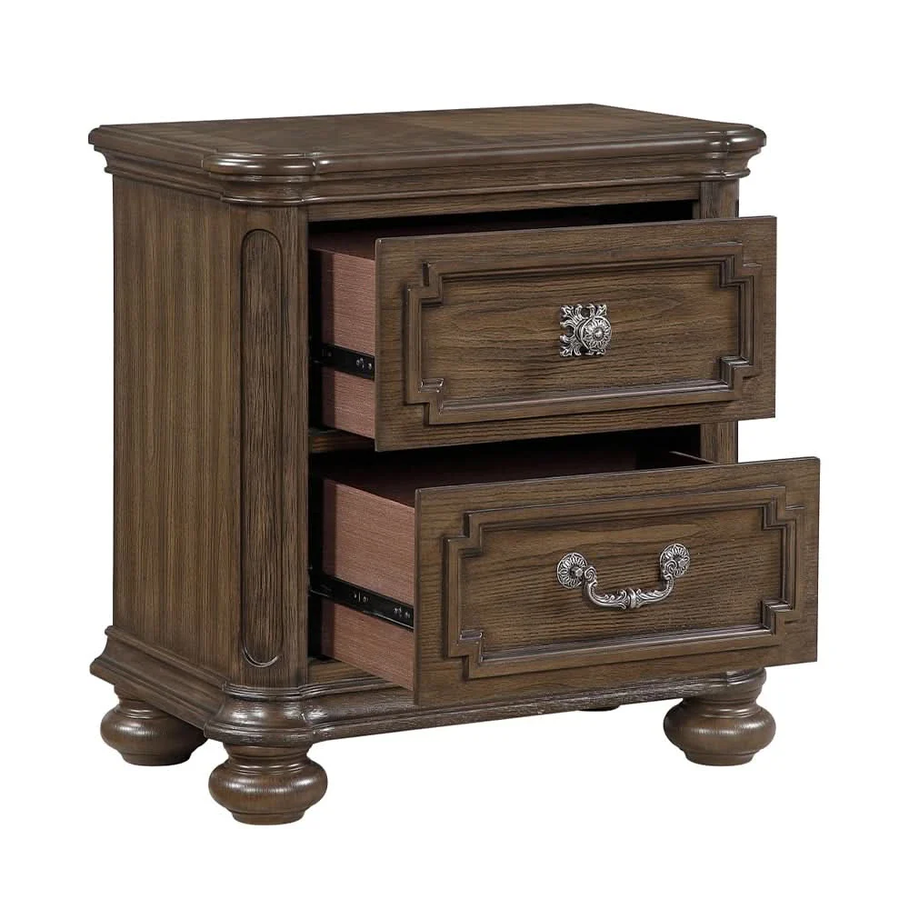 Oakland Traditional Nightstand with Ornate Carvings and Storage Drawers - Image 2