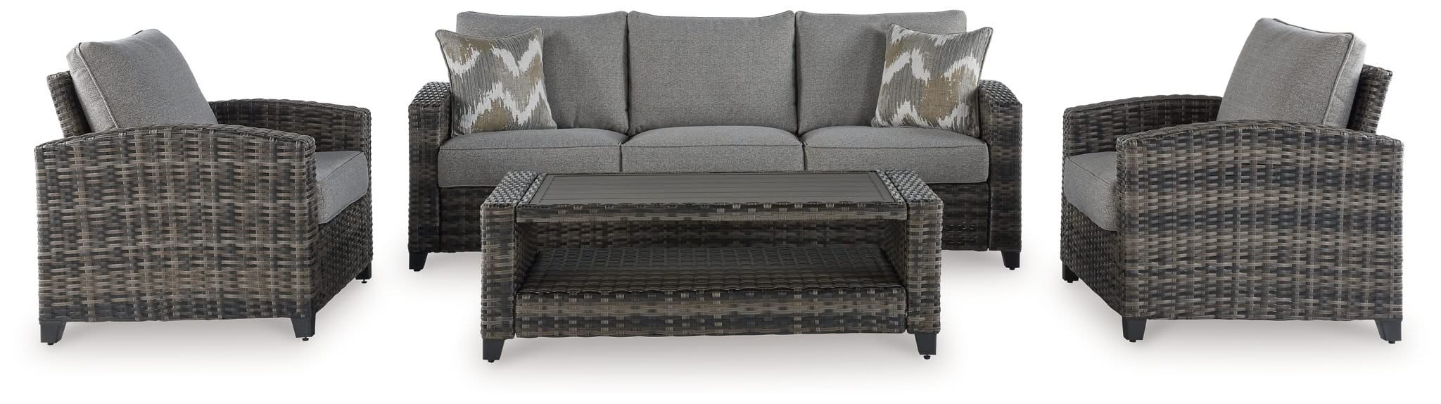 Oasis Court - Sofa, Chairs, Table Set (Set of 4) - Gray - Image 3