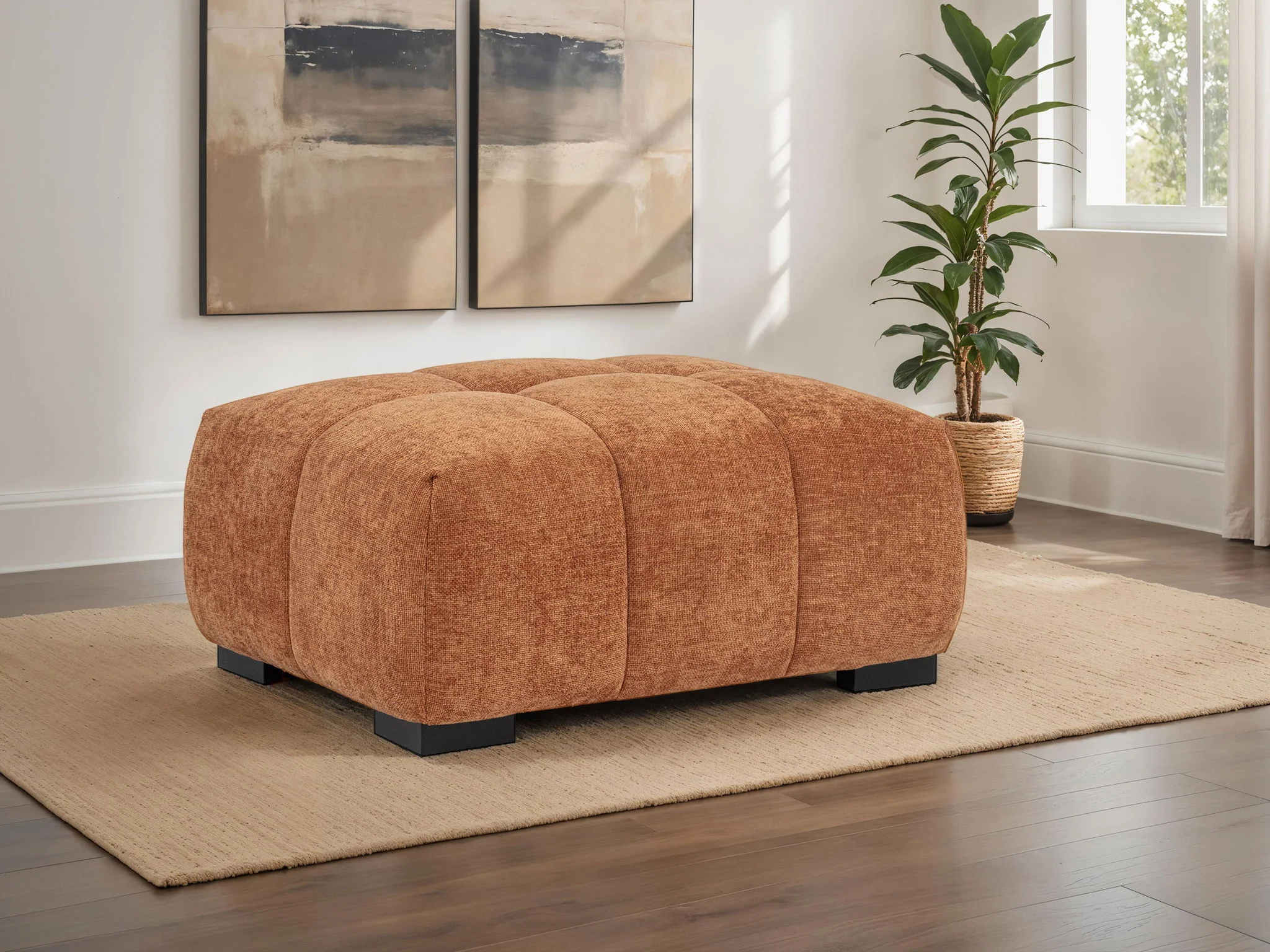 Octavia Upholstered Rectangular Ottoman Orange - Image 3